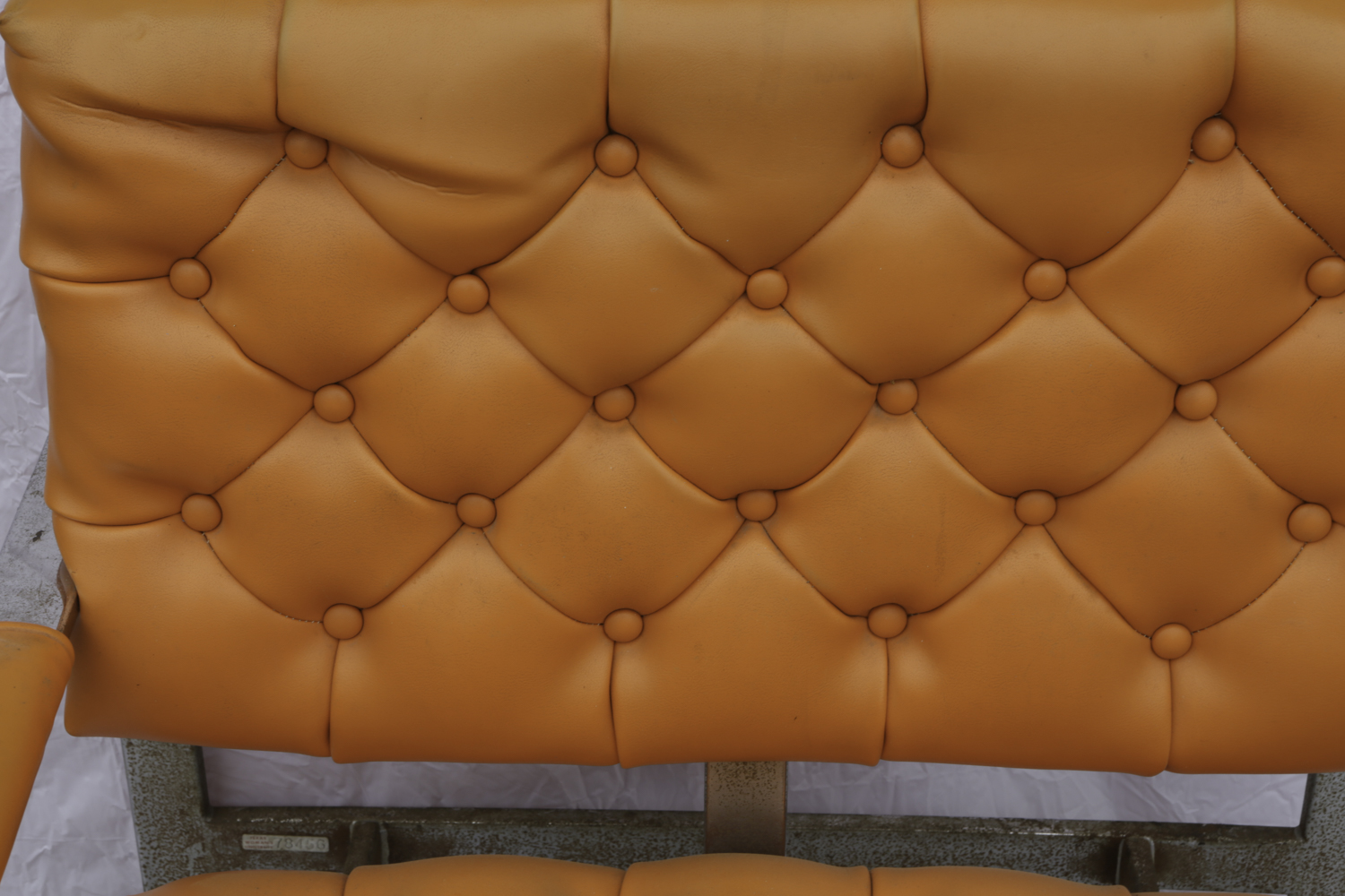 Mid Century Modern Orange Vinyl Armchairs by Milo Baughman Thayer Coggin