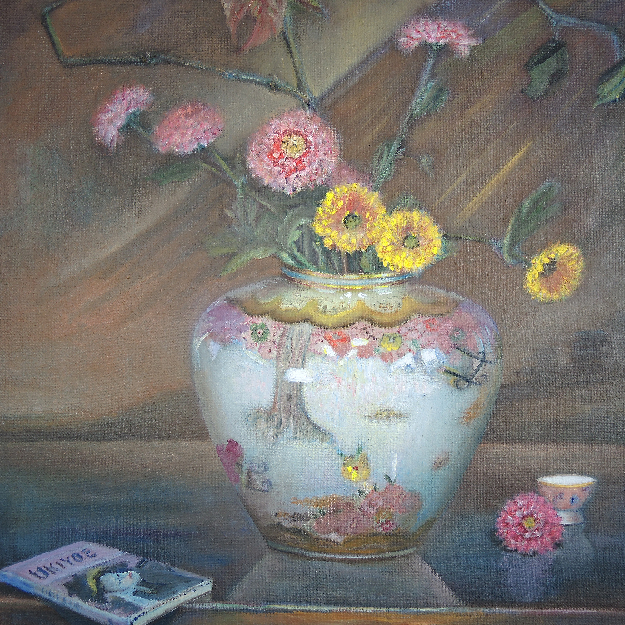 Barbara Payne Oil Painting On Board "Gifts from Japan"