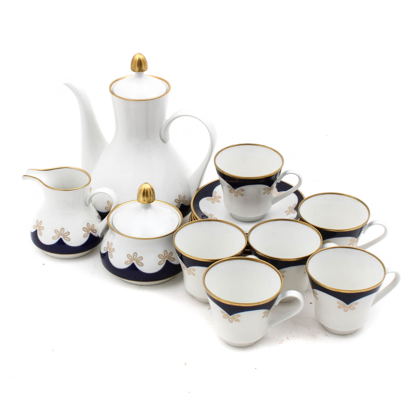 Vintage Weimar Harmonie Cobalt Gilt Tea Service