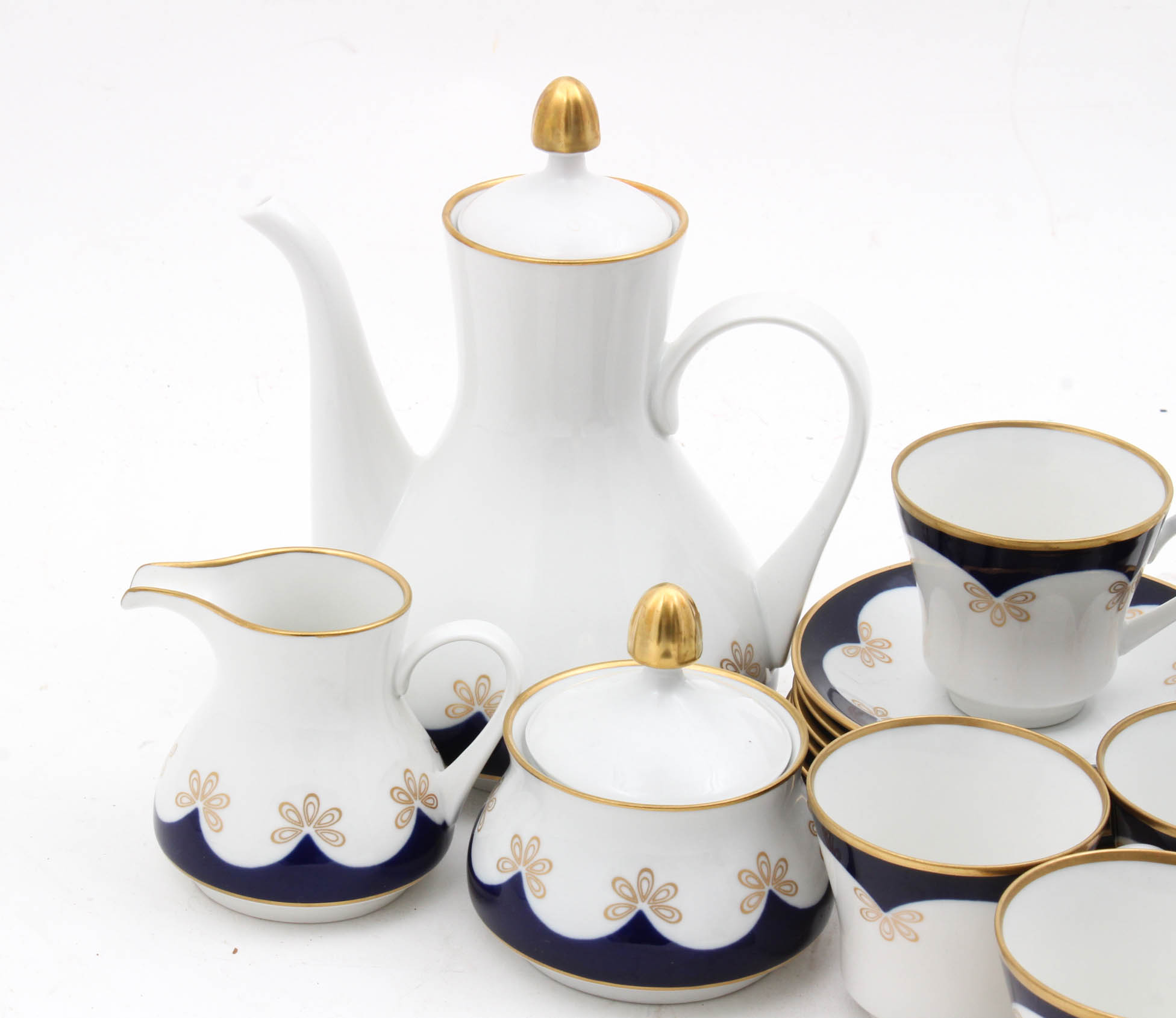 Vintage Weimar Harmonie Cobalt Gilt Tea Service