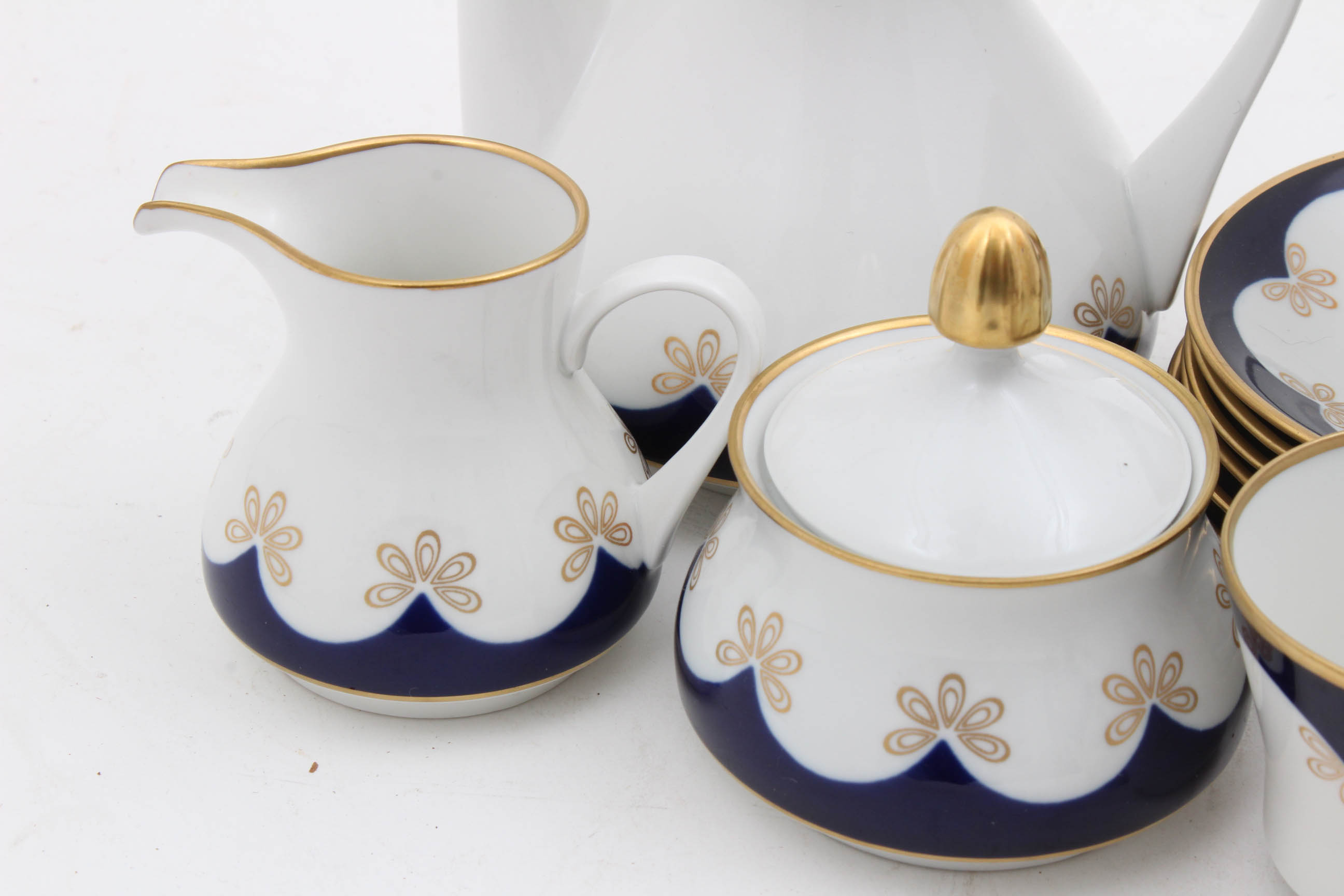 Vintage Weimar Harmonie Cobalt Gilt Tea Service