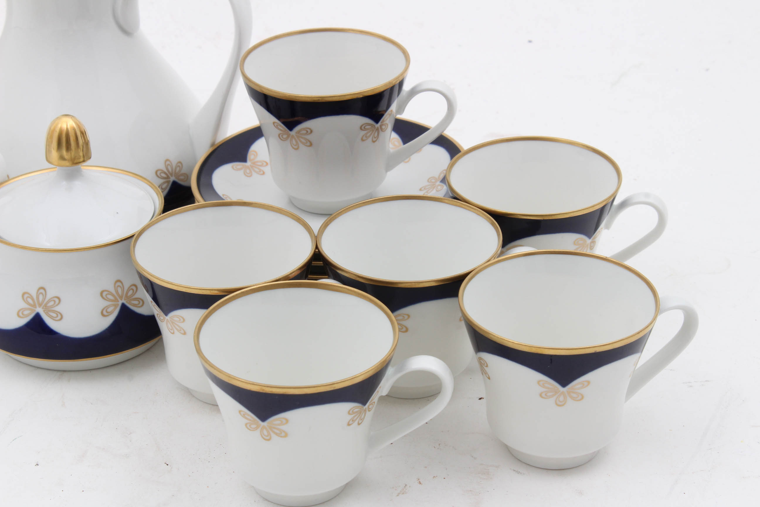 Vintage Weimar Harmonie Cobalt Gilt Tea Service