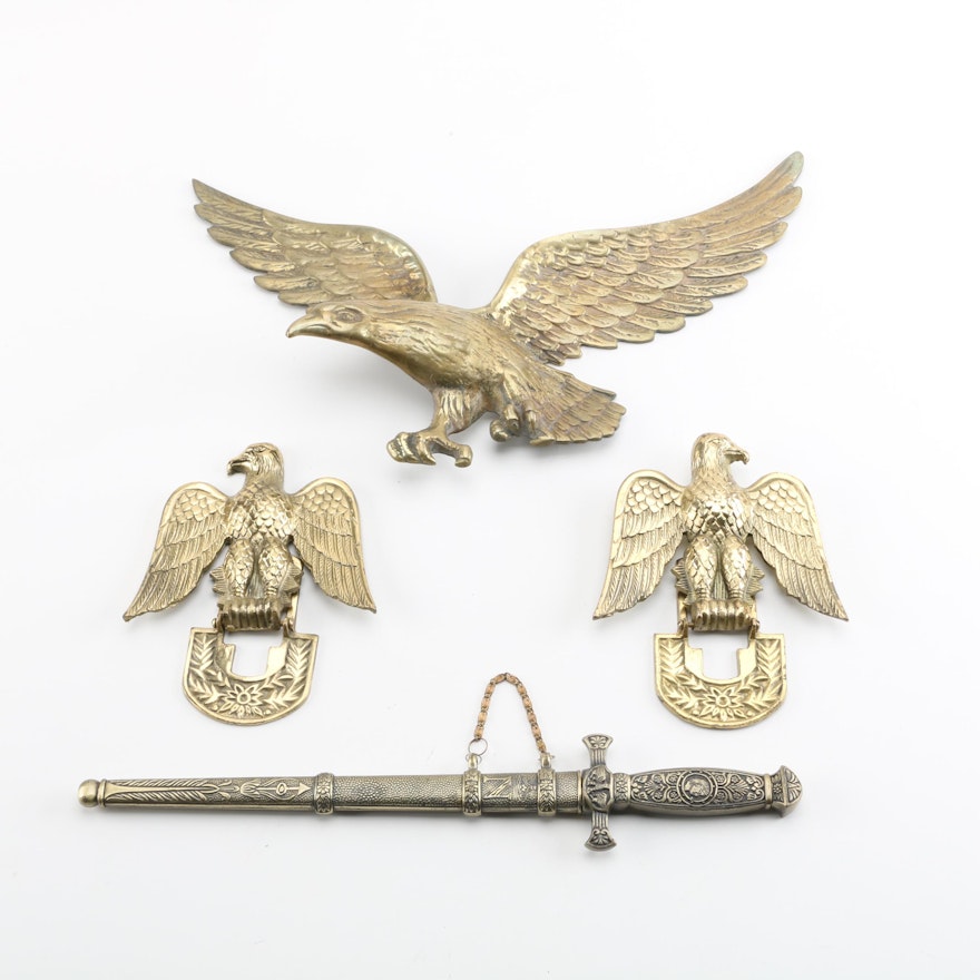 Brass Eagle Figural Decor and Sword Letter Opener