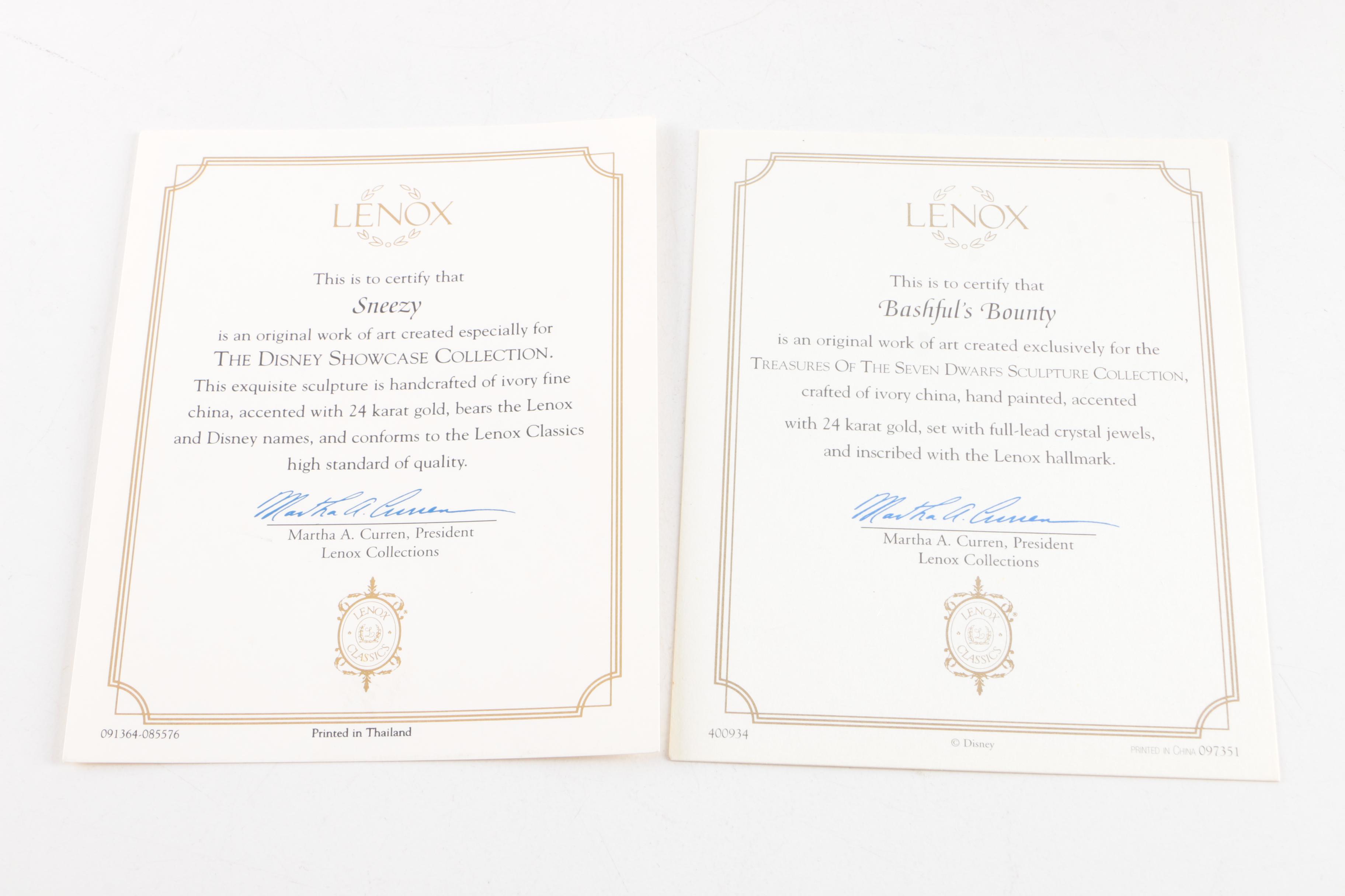 Lenox Porcelain "The Disney Showcase" Dwarves Figurines