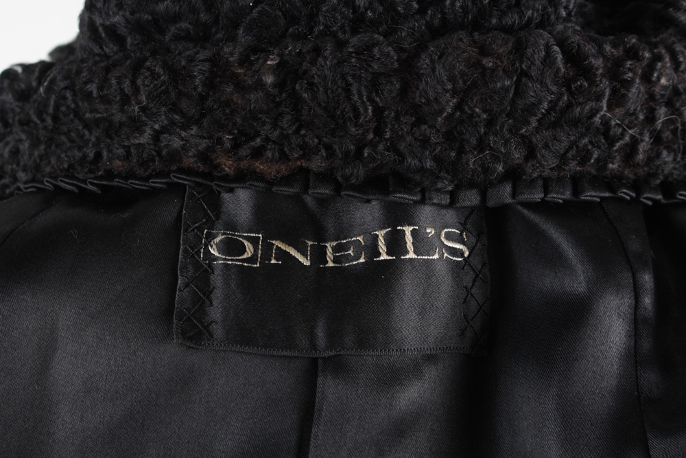 Vintage Oneil's Persian Lamb Fur Coat with Mink Collar