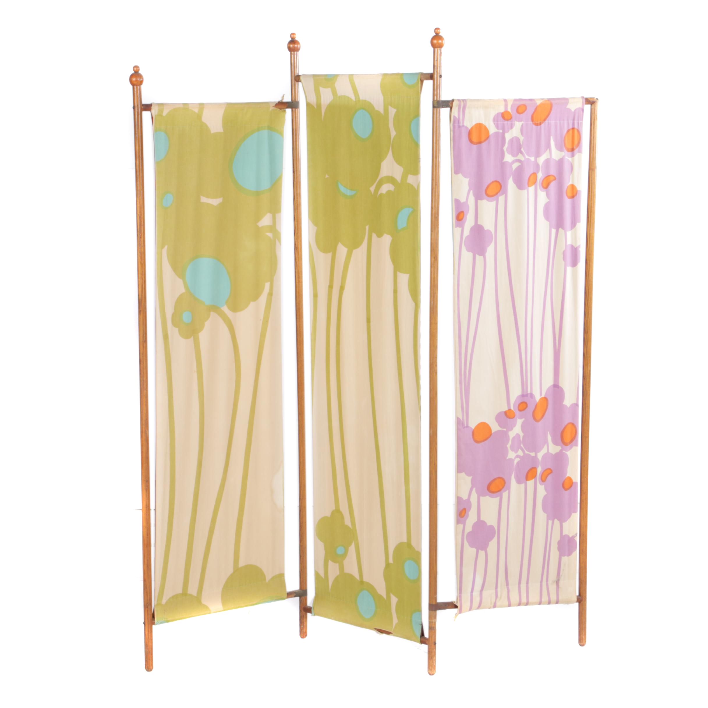 Mod Style Fabric and Wood Privacy Screen