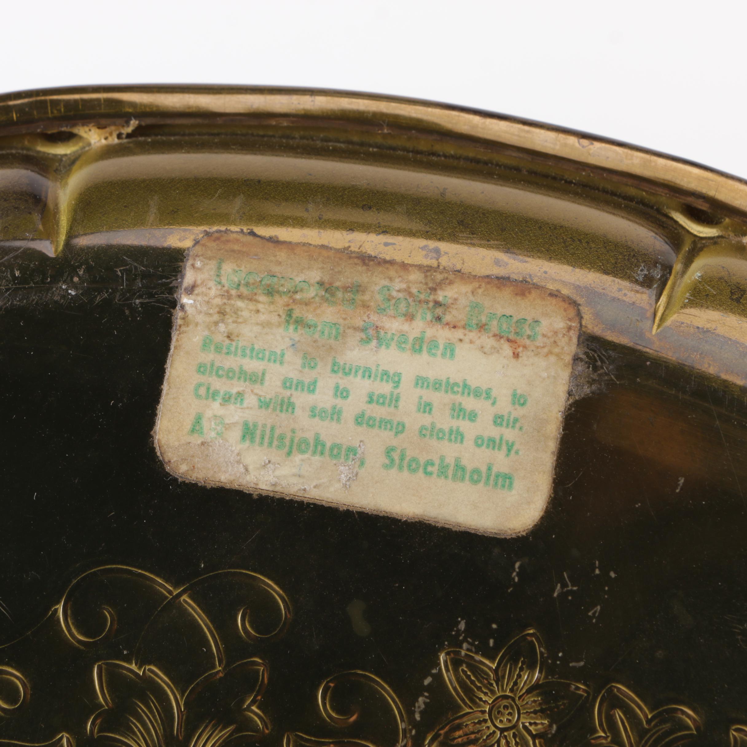 Brass Horse and Pegasus Figurines and Swedish Brass Plate