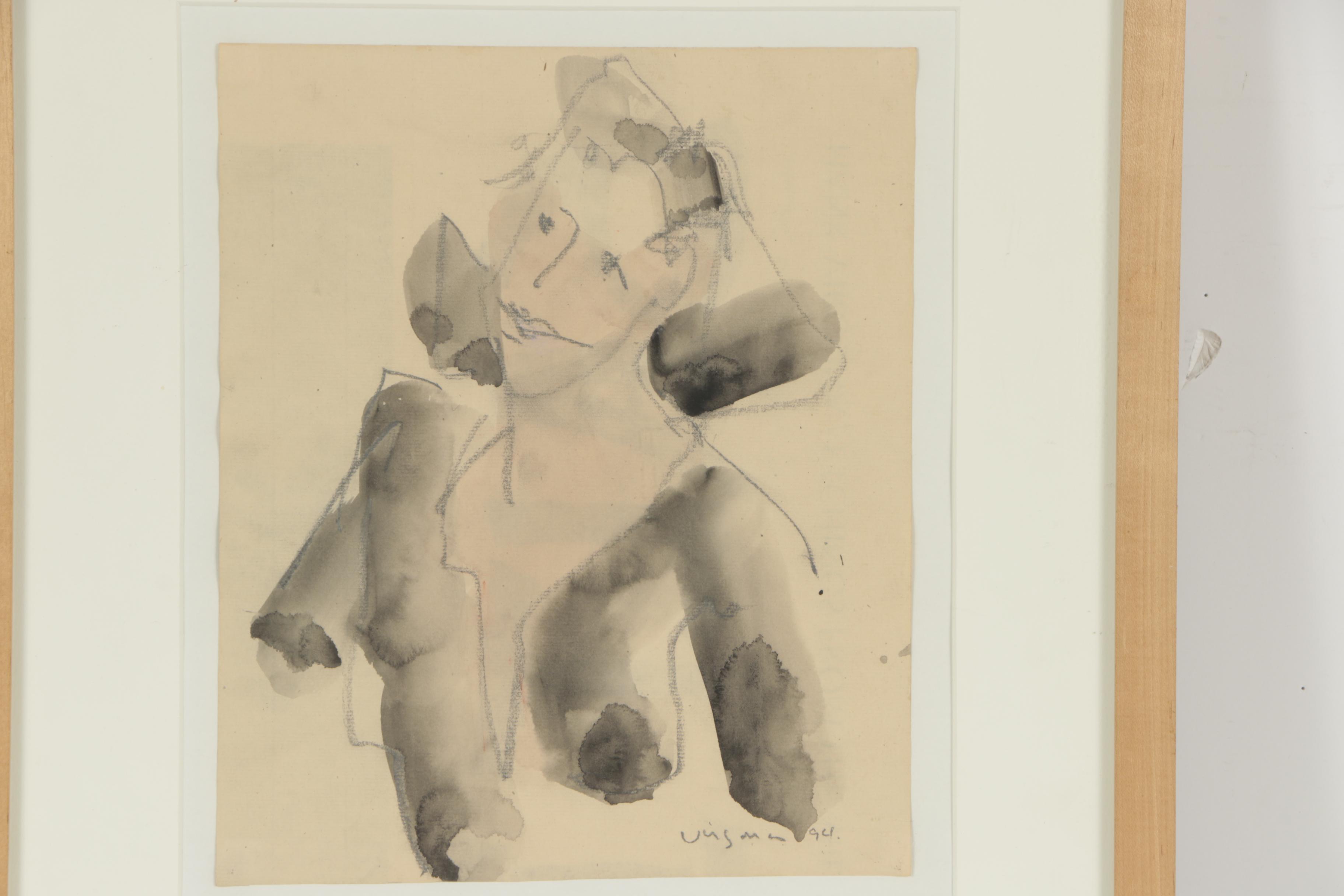 Hank Virgona Ink Wash and Charcoal Drawing