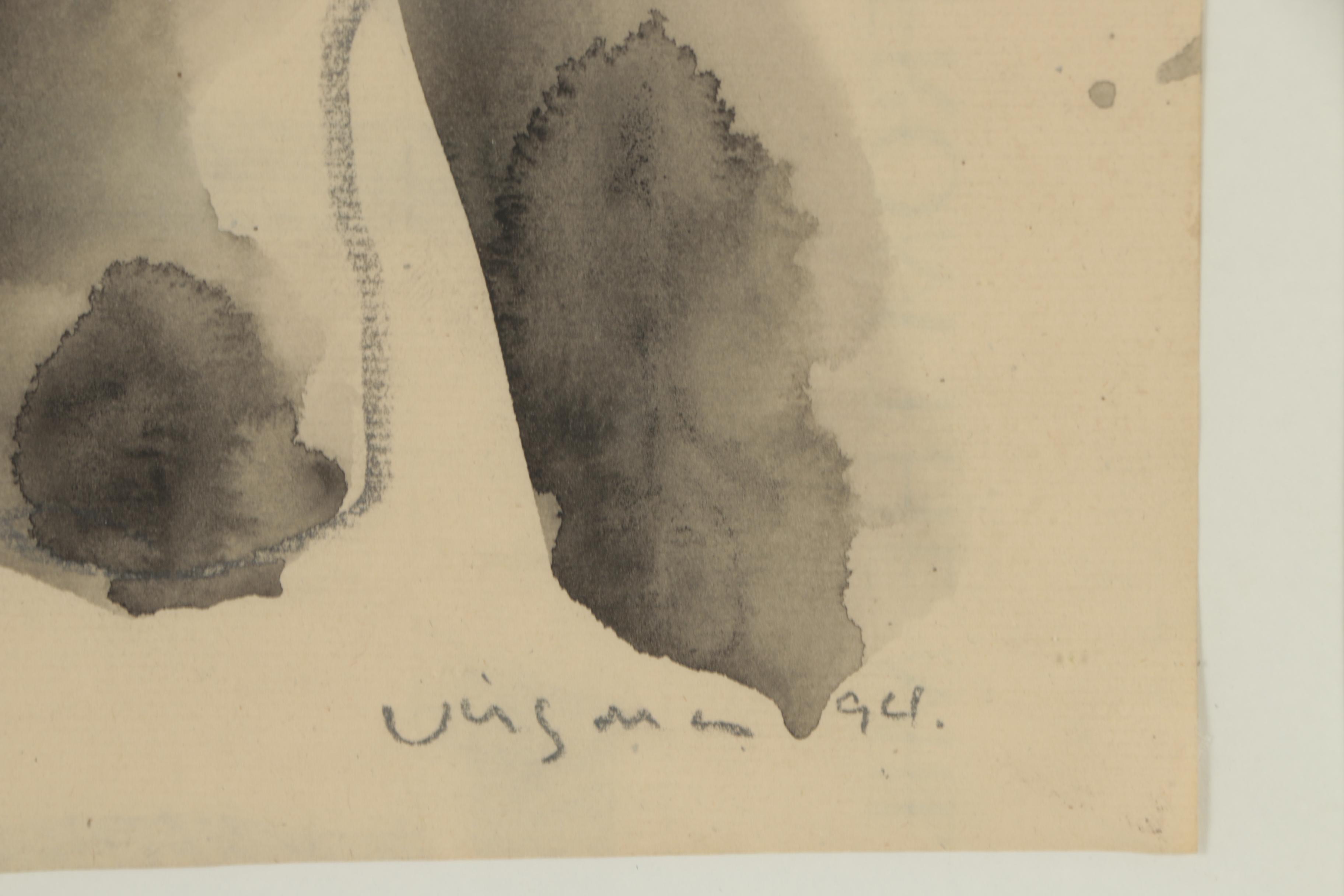 Hank Virgona Ink Wash and Charcoal Drawing