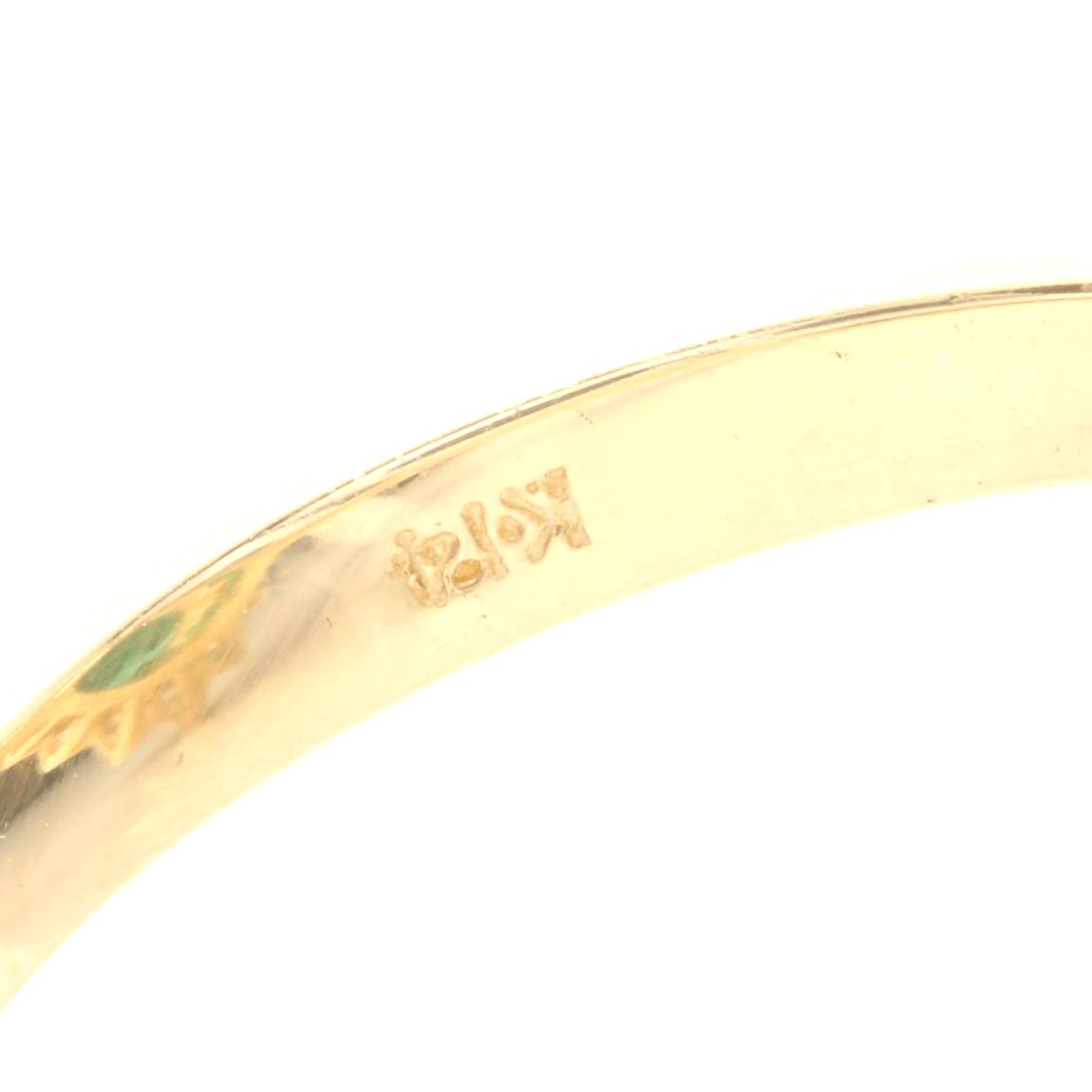 14K Yellow Gold 3.18 CT Emerald and Diamond Ring