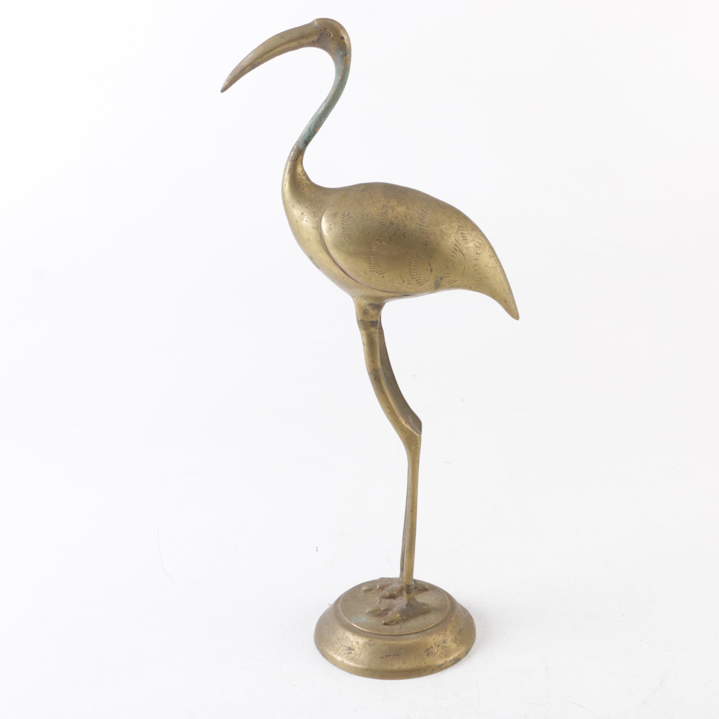 Indian Brass Crane Figurine