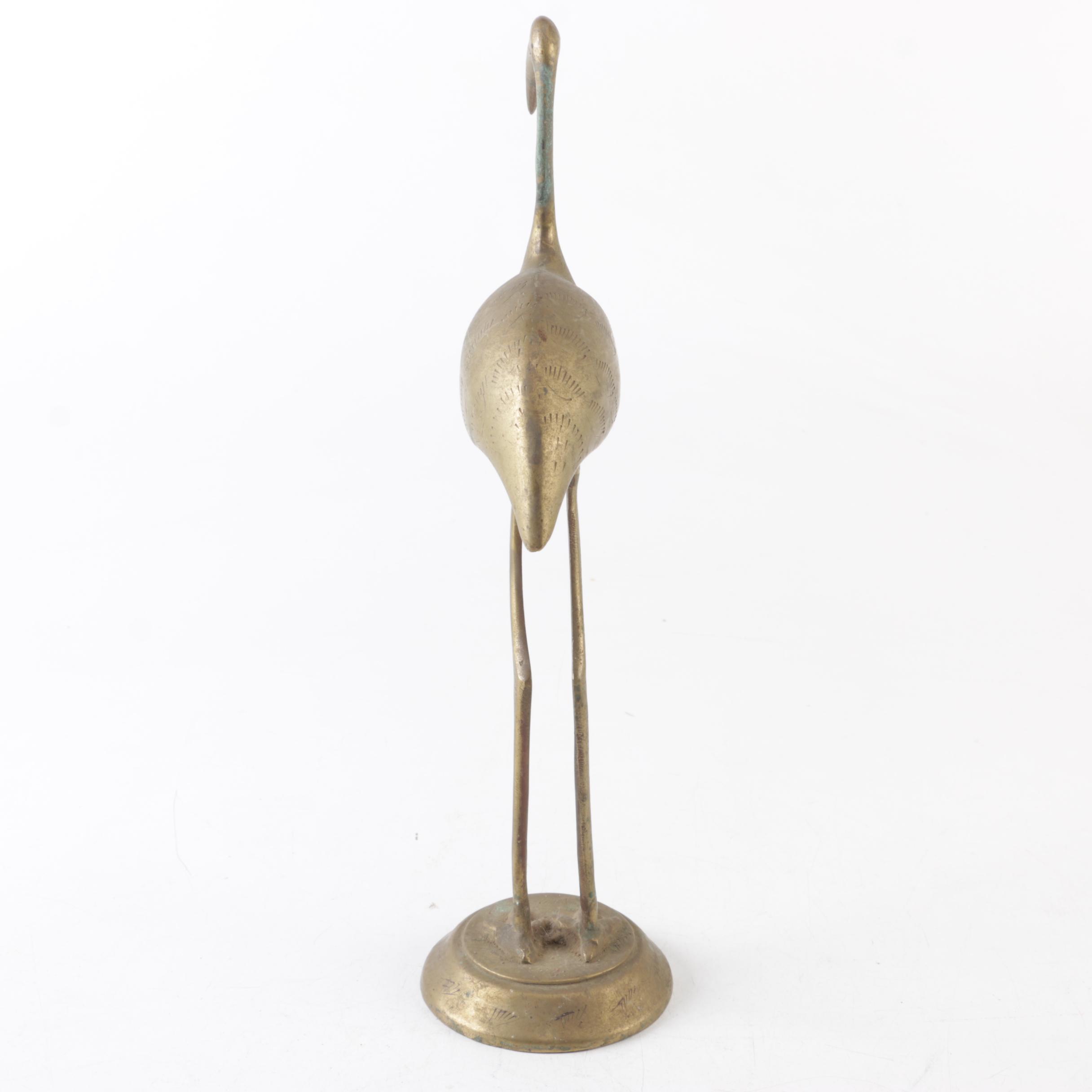 Indian Brass Crane Figurine