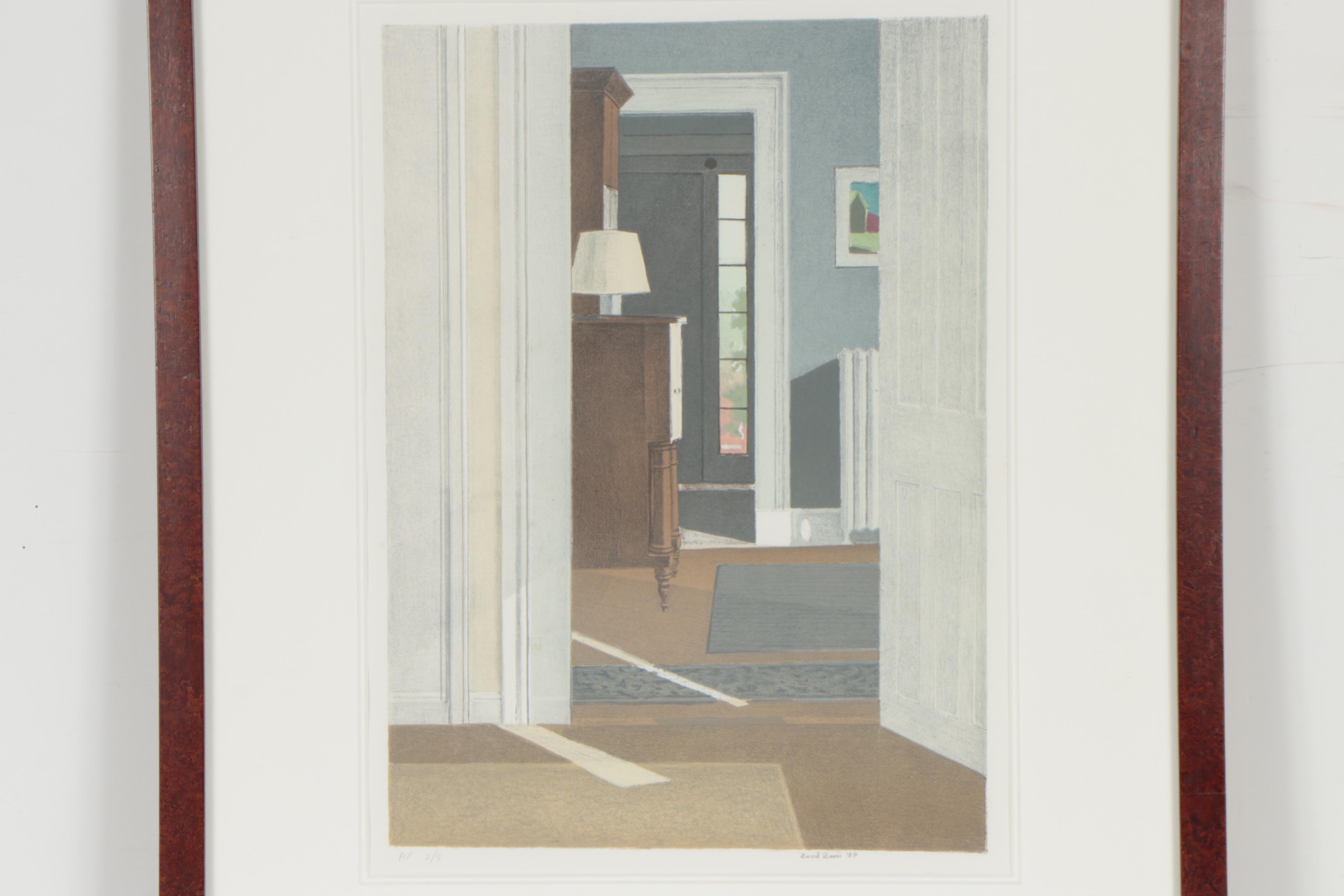 David Davis 1984 Artist's Proof Lithograph of Sunlit Interior Scene