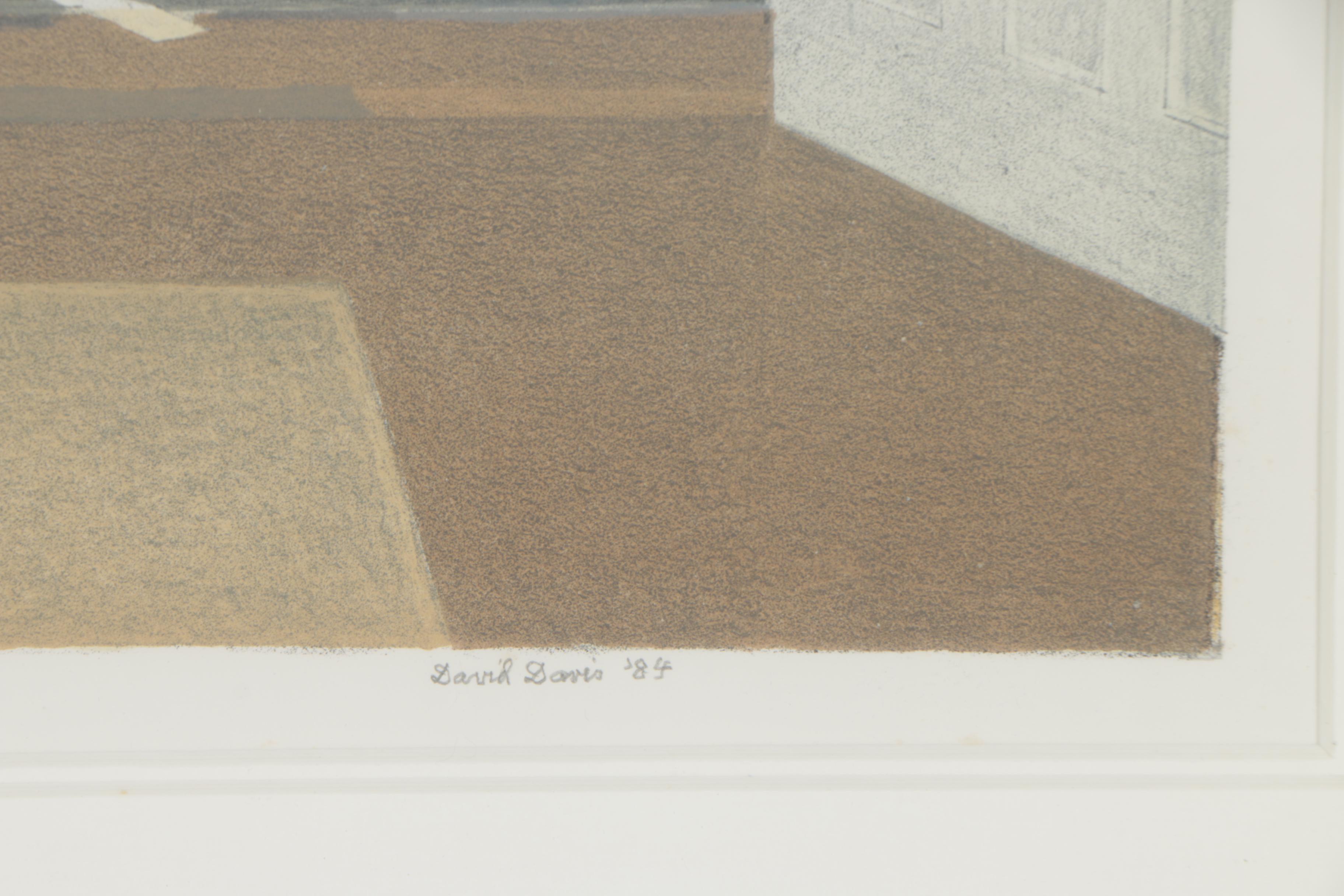 David Davis 1984 Artist's Proof Lithograph of Sunlit Interior Scene