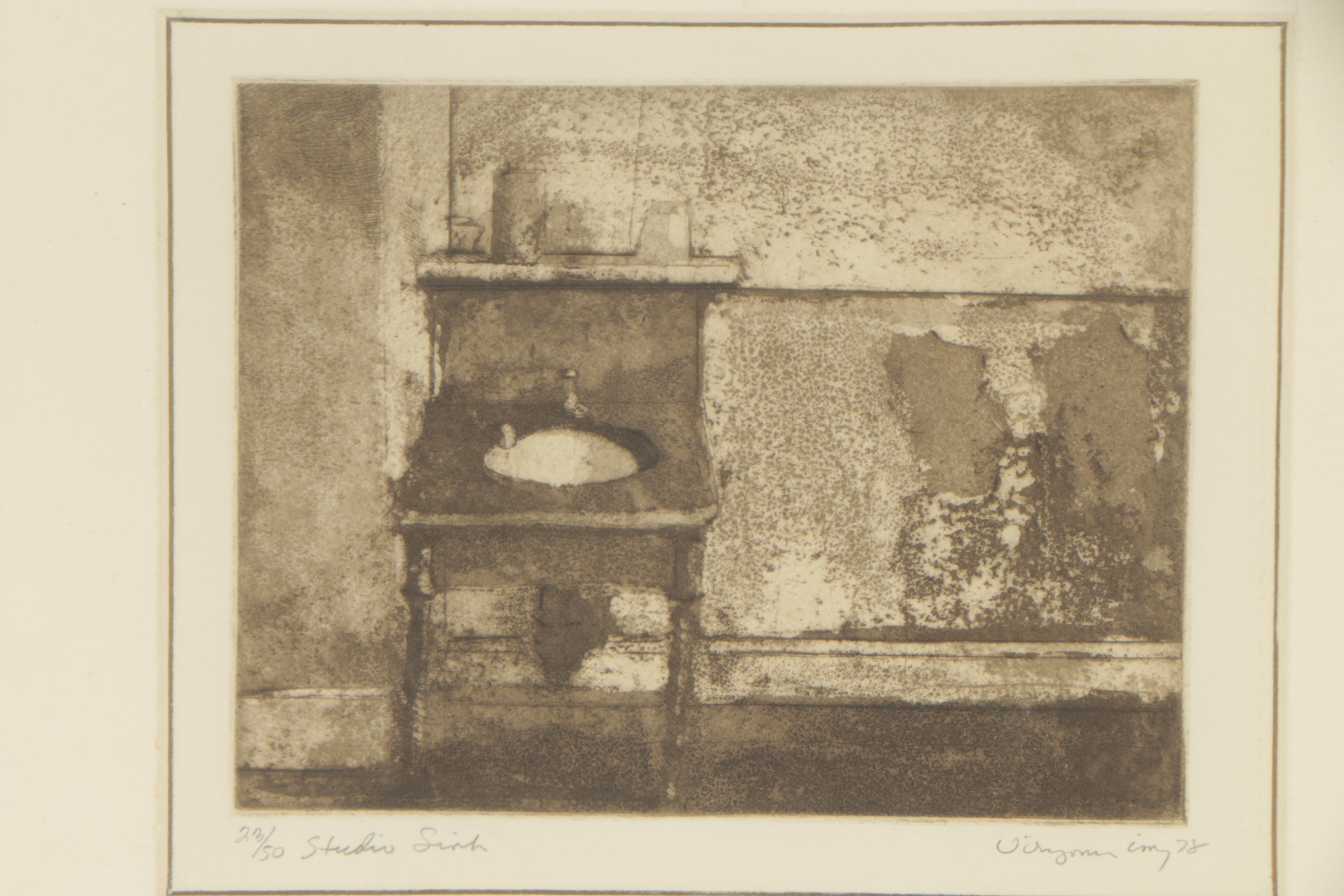 Hank Virgona Etching "Studio Sink"