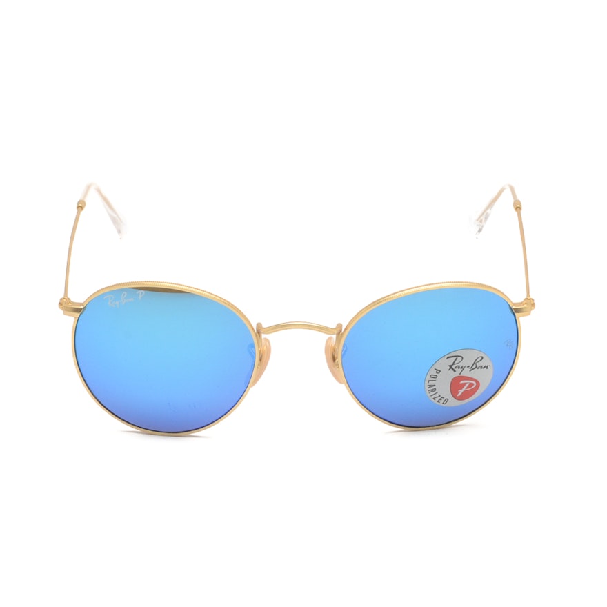 Ray-Ban Matte Round Metal Polarized Sunglasses