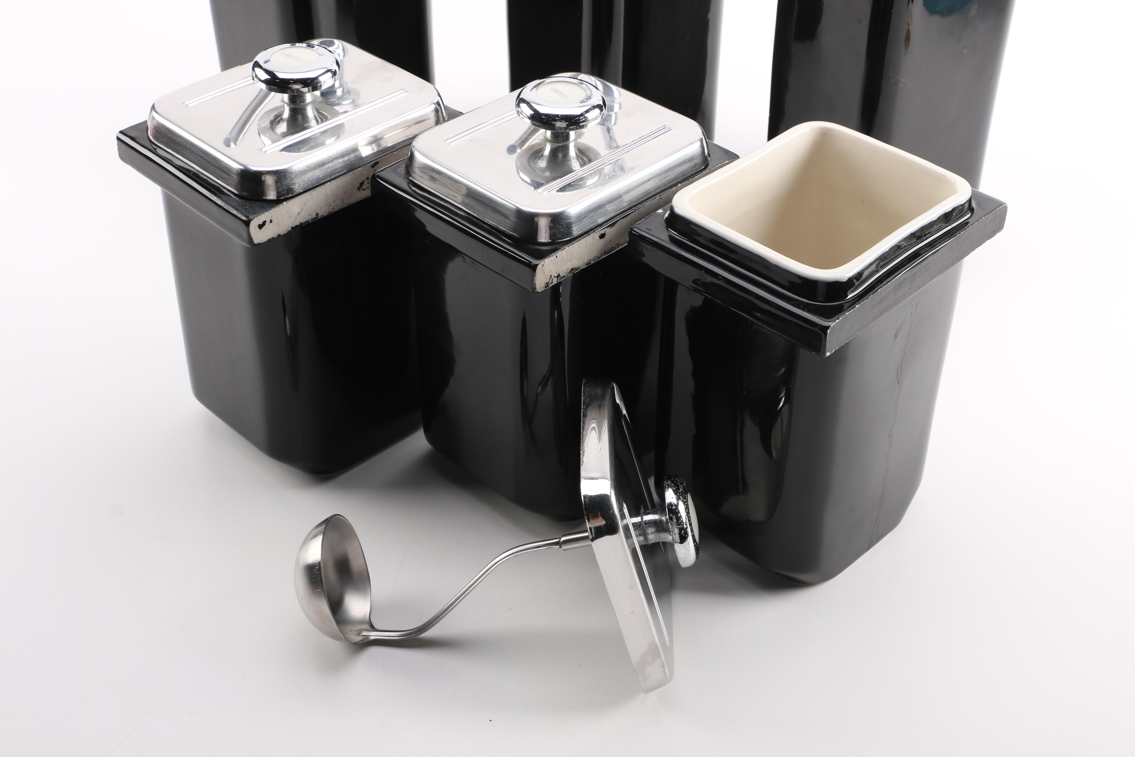 Ceramic Sundae Syrup Dispensers and Topping Jars