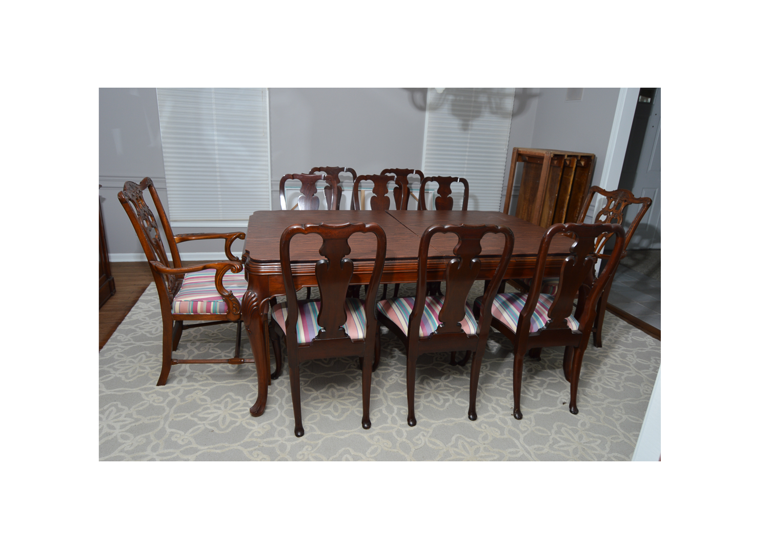 Vintage Chippendale Style Dining Table with Chairs by John Widdicomb Furniture