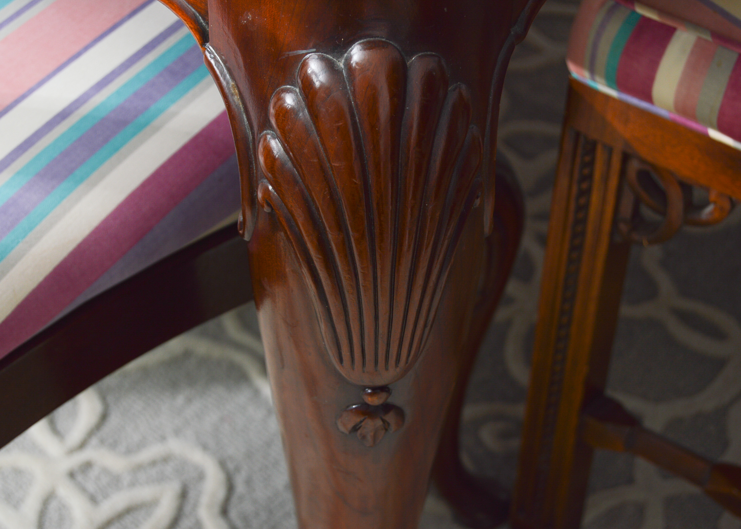 Vintage Chippendale Style Dining Table with Chairs by John Widdicomb Furniture