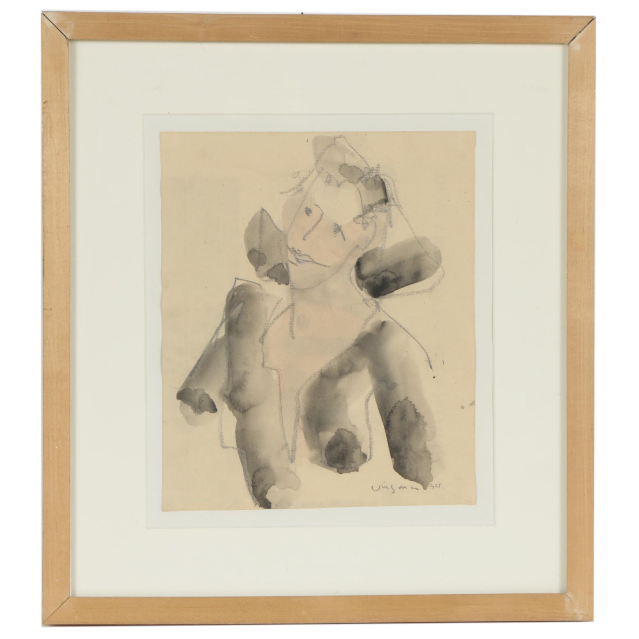 Hank Virgona Ink Wash and Charcoal Drawing