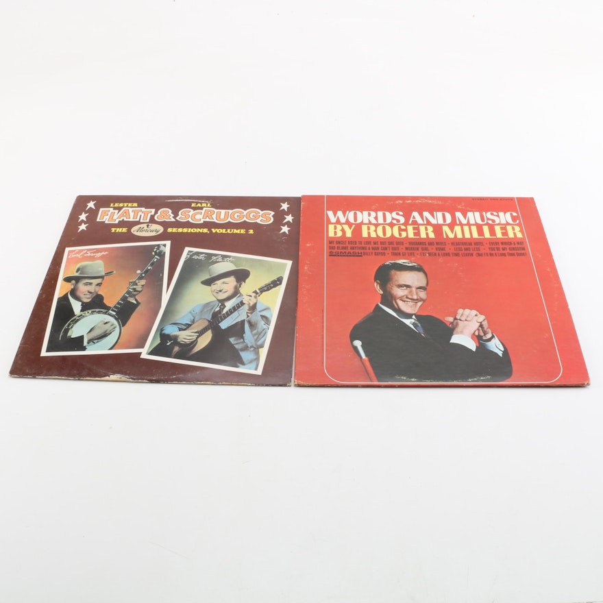 Pair of Vintage Country Records by Roger Miller and Flatt & Scruggs