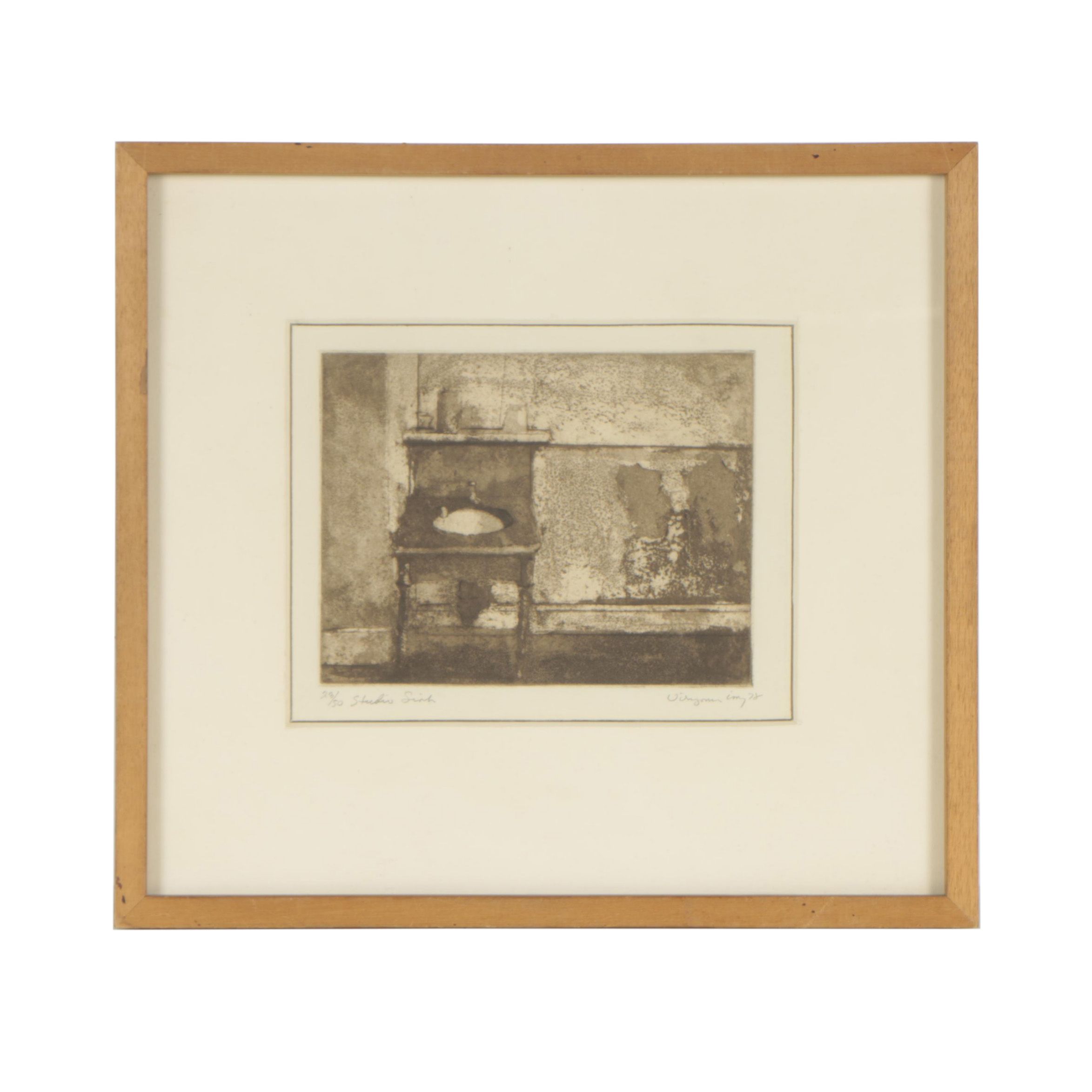 Hank Virgona Etching "Studio Sink"
