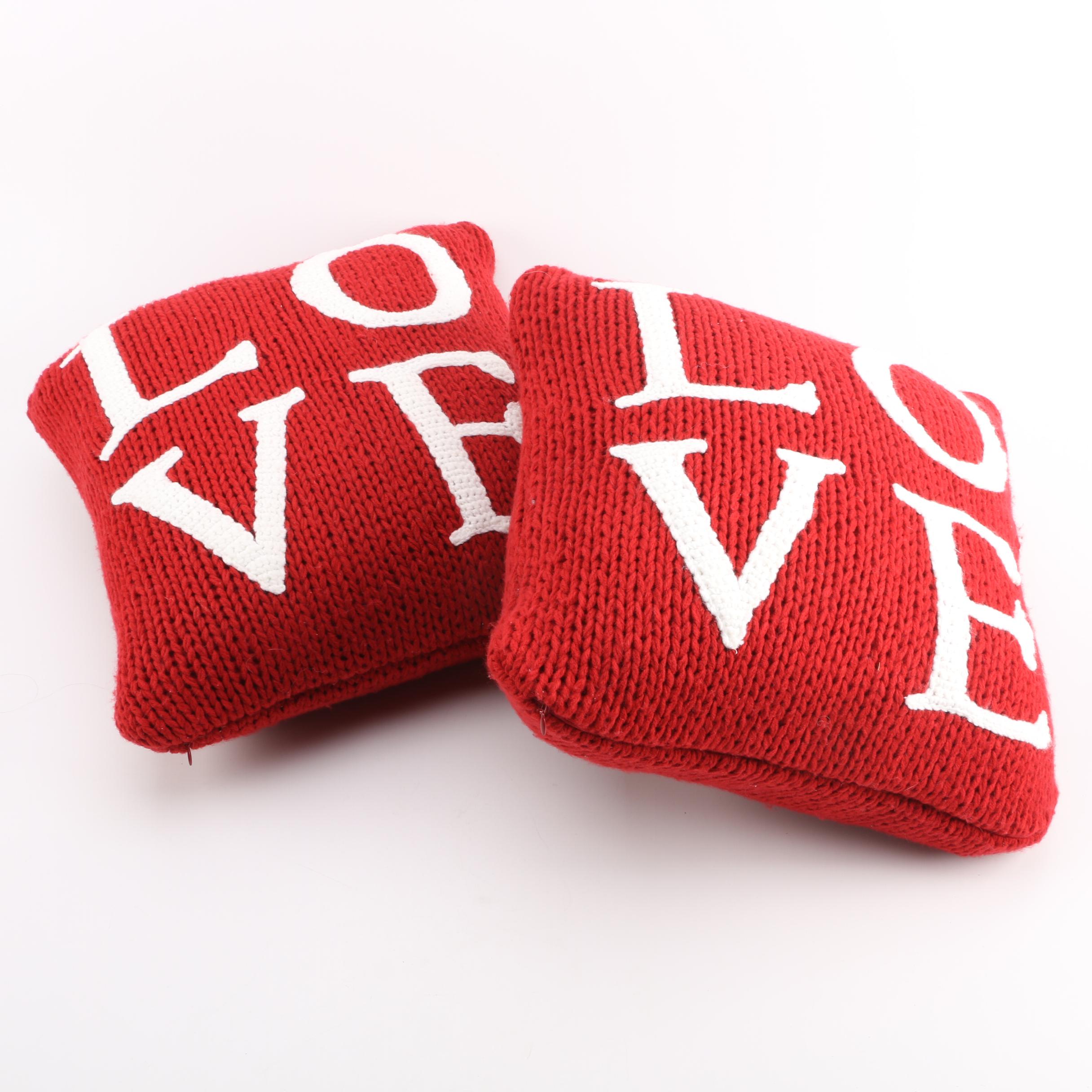 Crocheted "Love" Throw Pillows by Pottery Barn