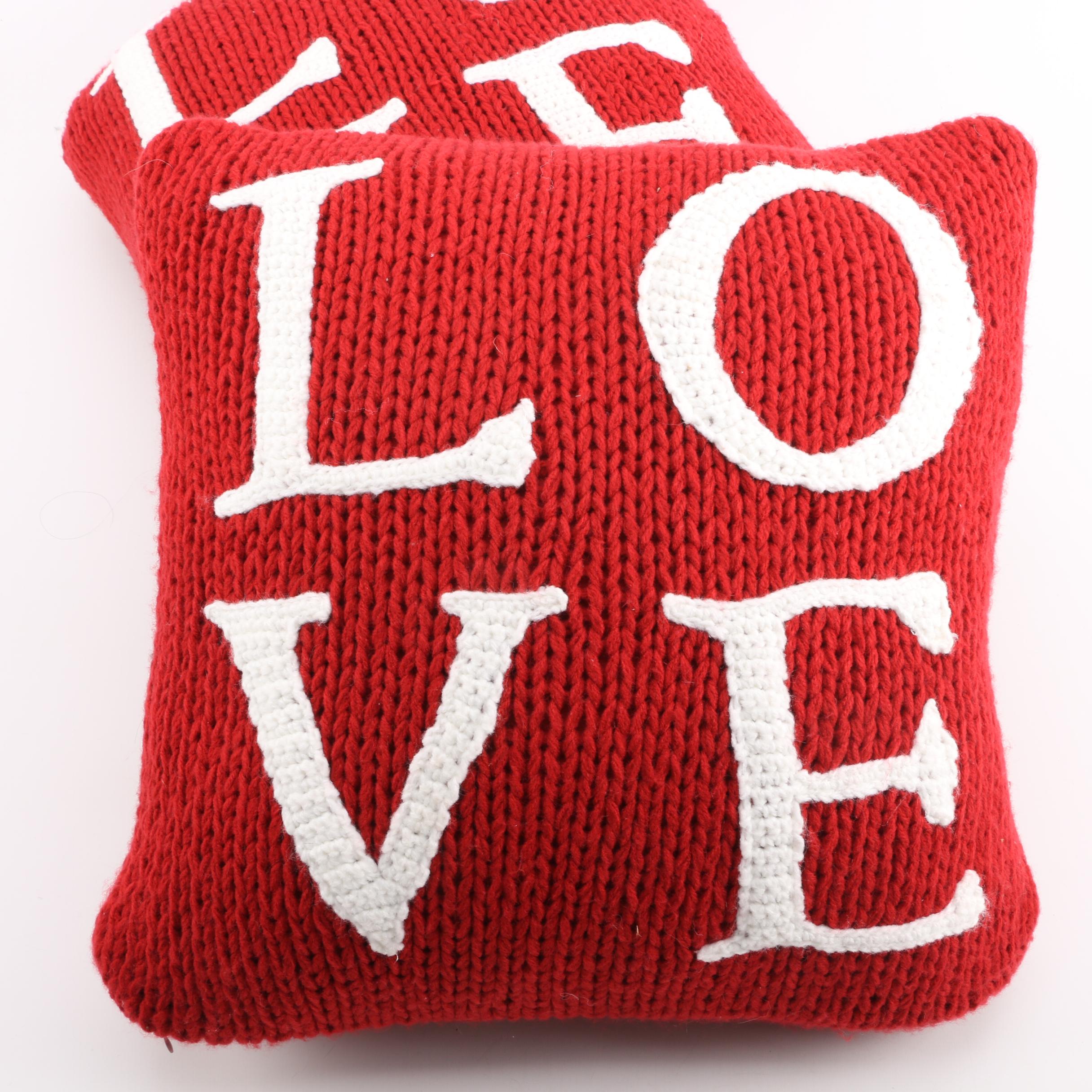 Crocheted "Love" Throw Pillows by Pottery Barn