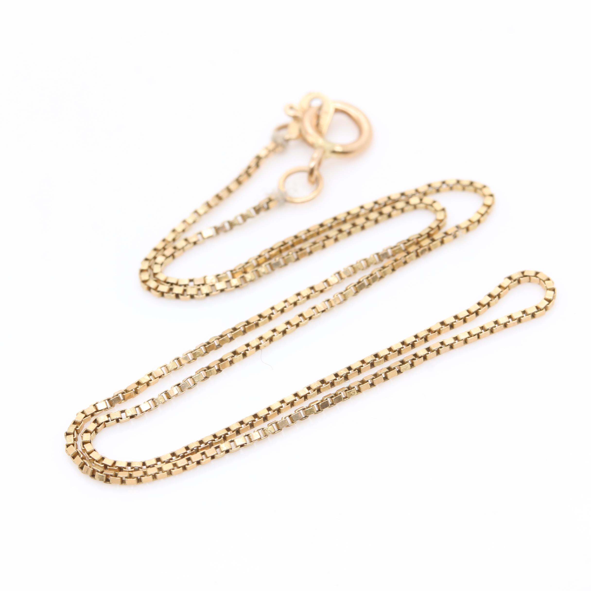 14K Yellow Gold Box Chain Ankle Bracelet