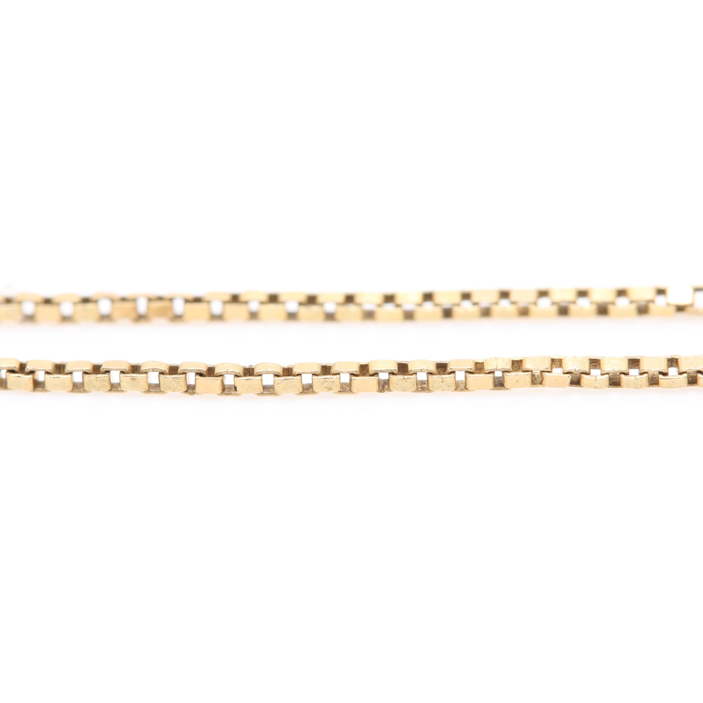 14K Yellow Gold Box Chain Ankle Bracelet