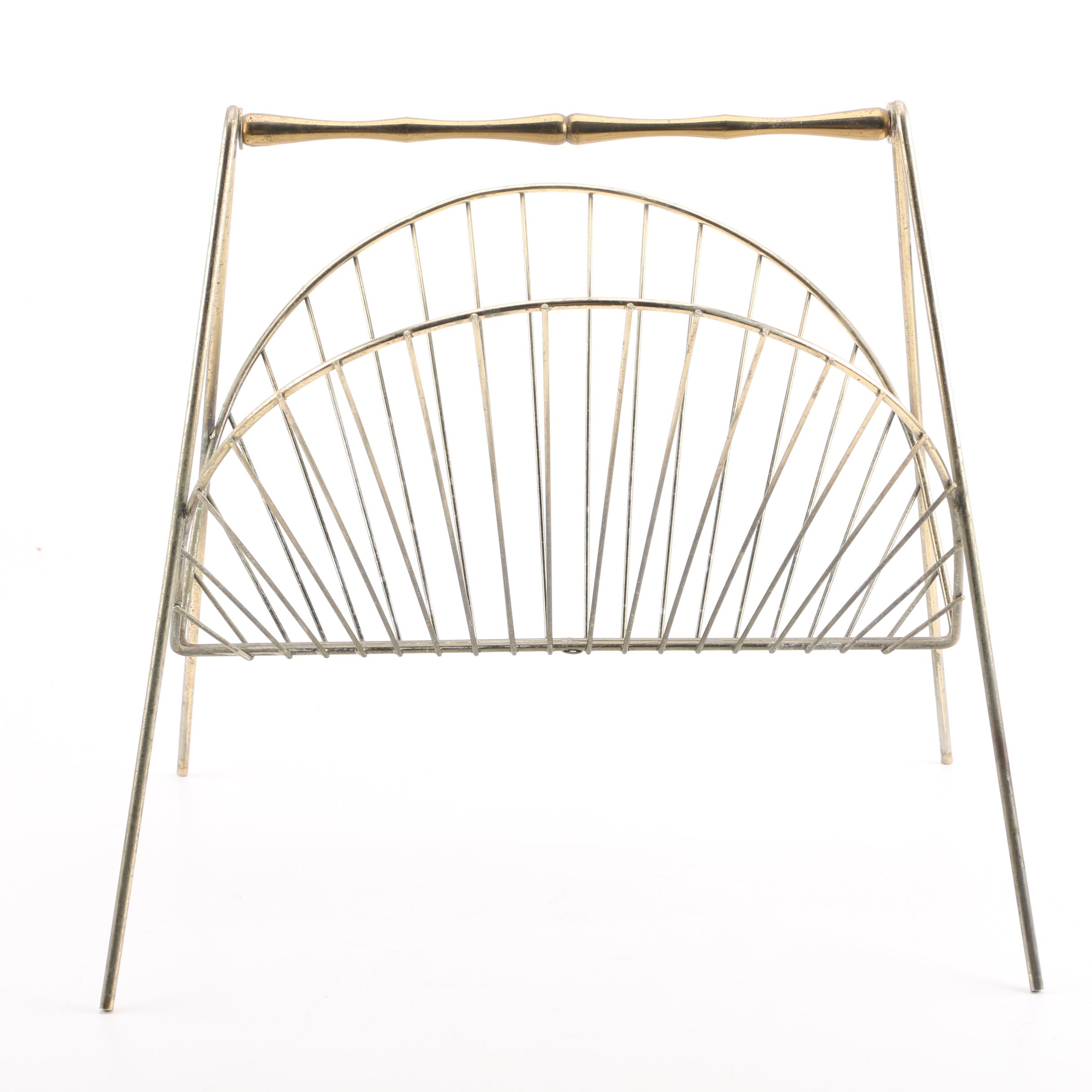 Vintage Brass Magazine Rack