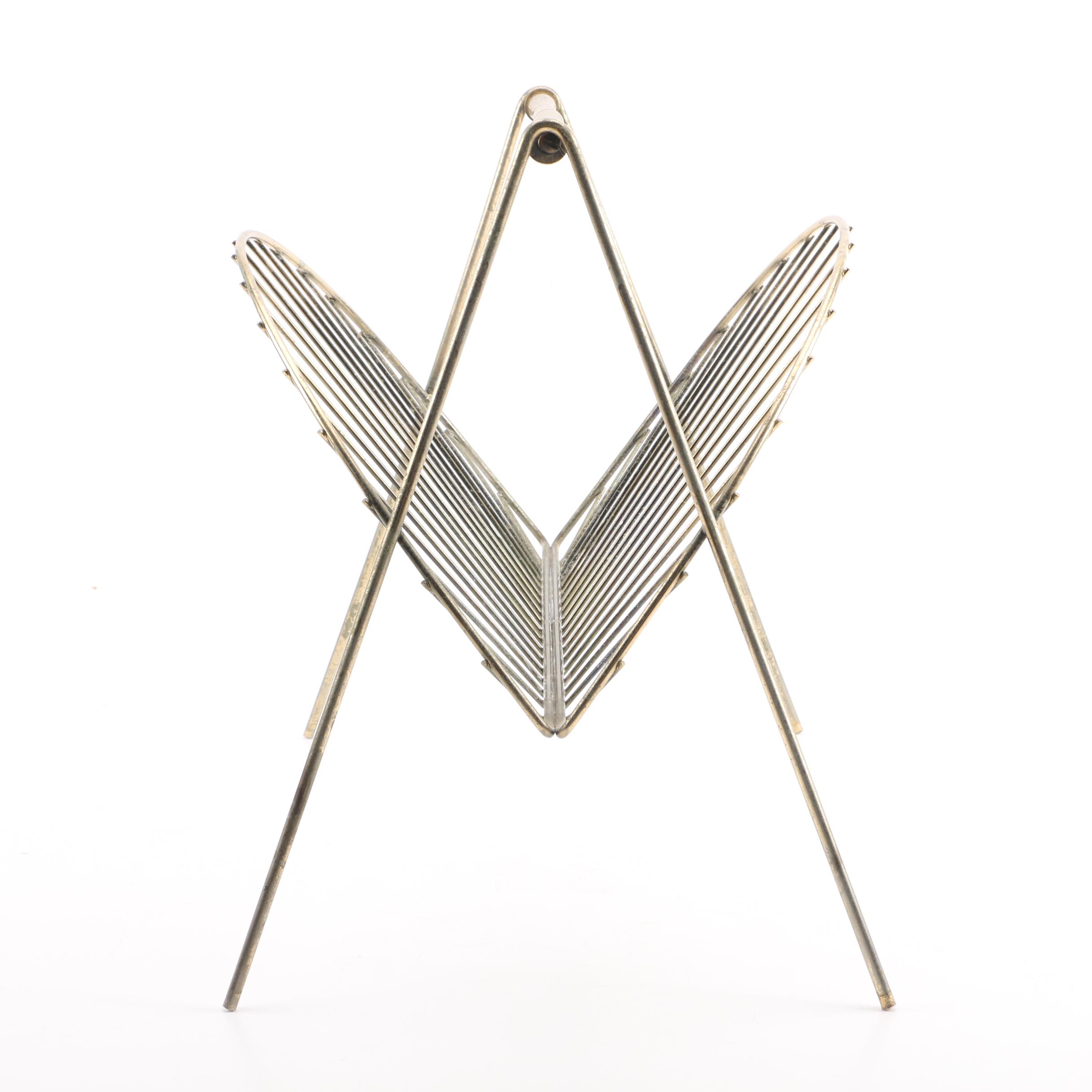 Vintage Brass Magazine Rack