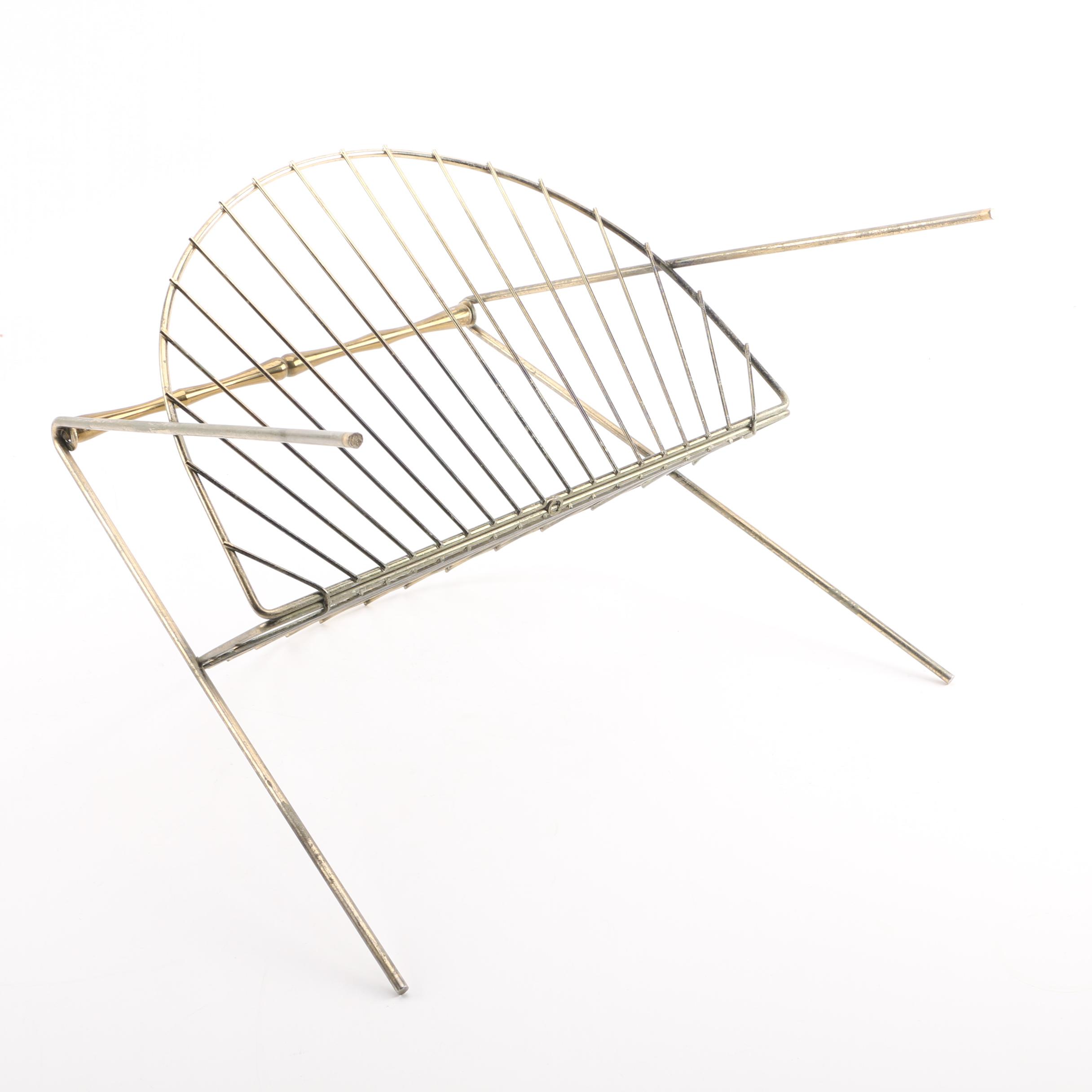 Vintage Brass Magazine Rack