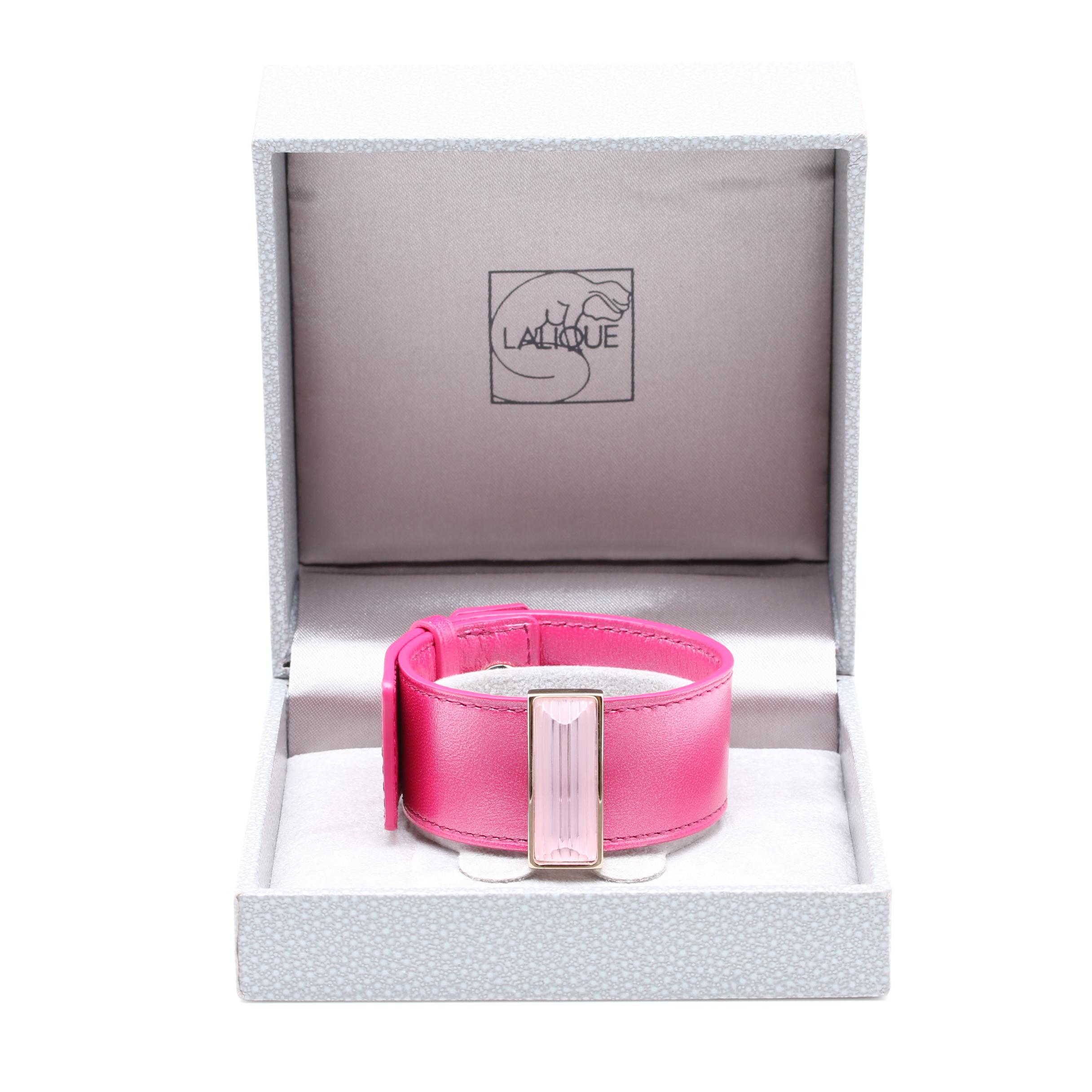 Lalique Leather Cuff Bracelet and Juicy Couture Metallic Blue Chain Bracelet