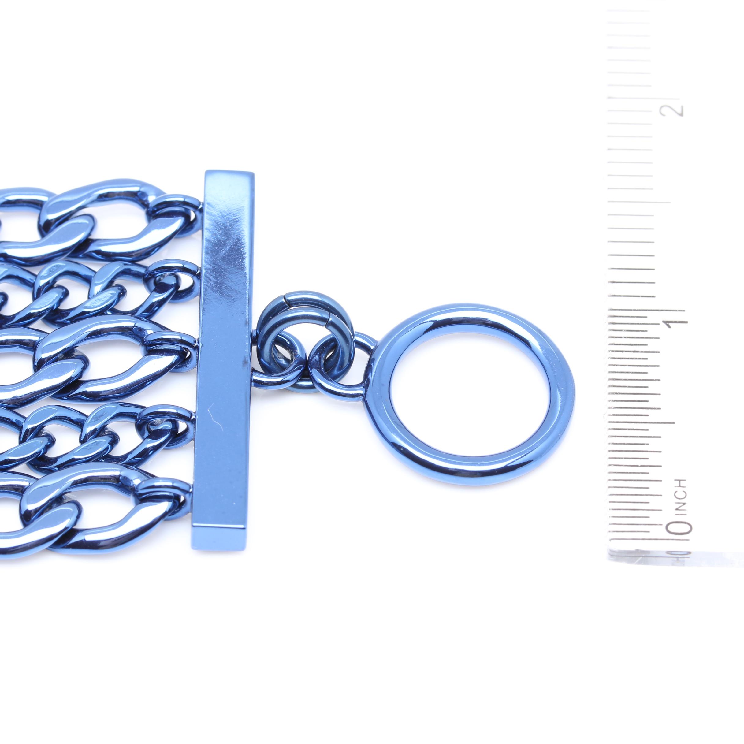 Lalique Leather Cuff Bracelet and Juicy Couture Metallic Blue Chain Bracelet