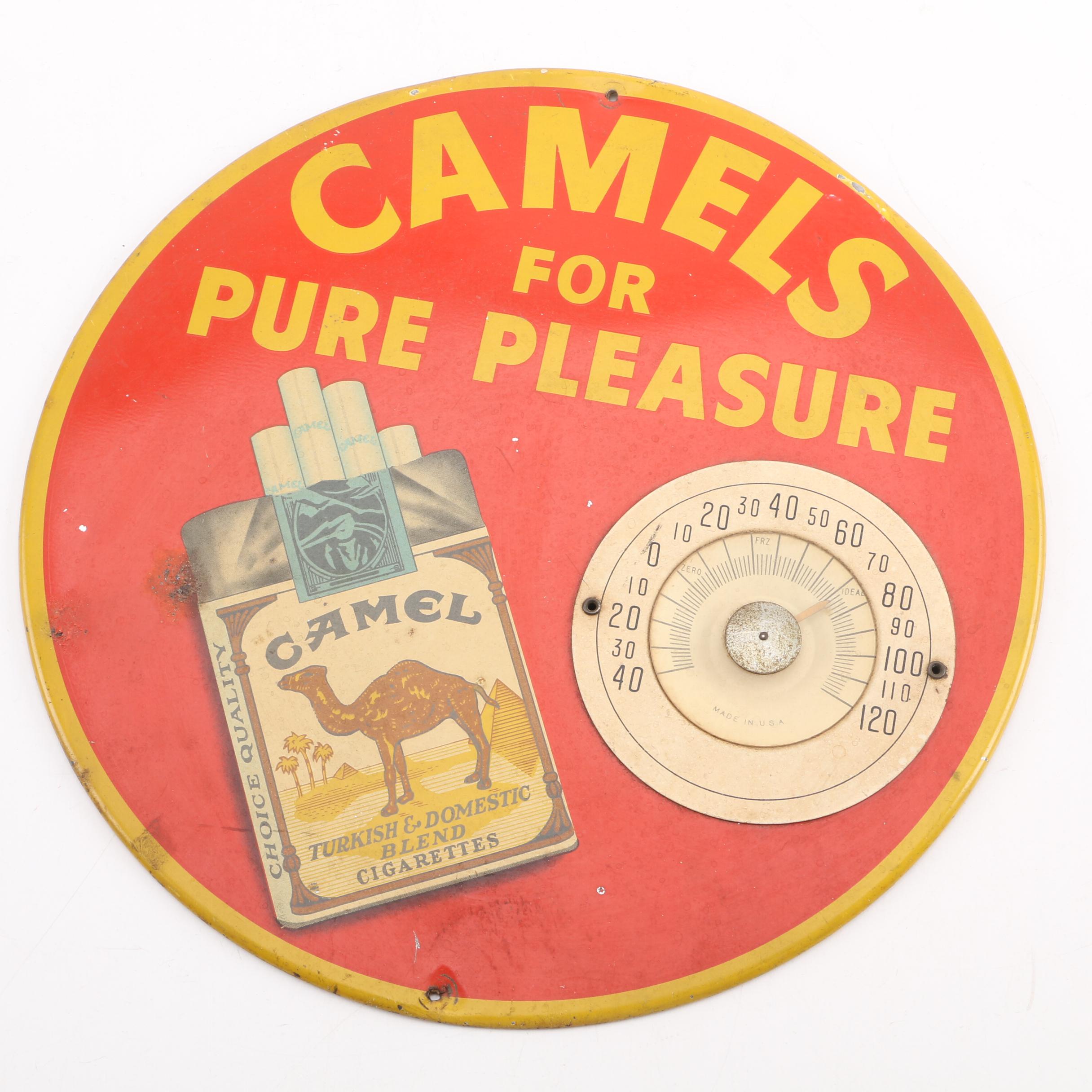 Camel Cigarette Advertising Sign and Thermometer