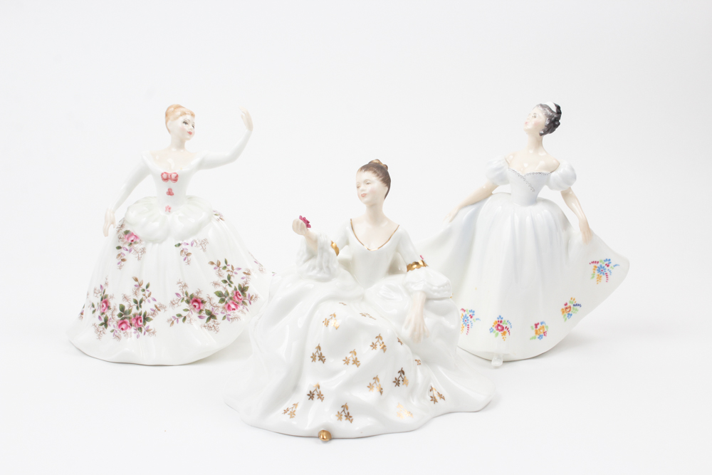 Royal Doulton Porcelain Figurines "My Love", "Kate", and "Shirley"