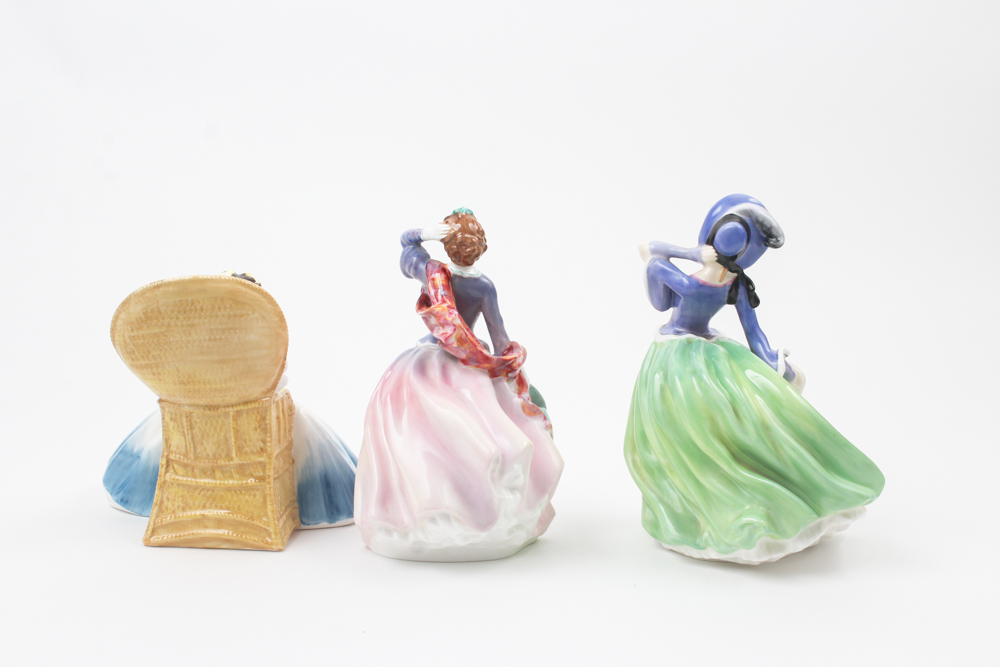 Royal Doulton Porcelain Figurines "Autumn Breezes", "Blithe Morning", "Annabel"