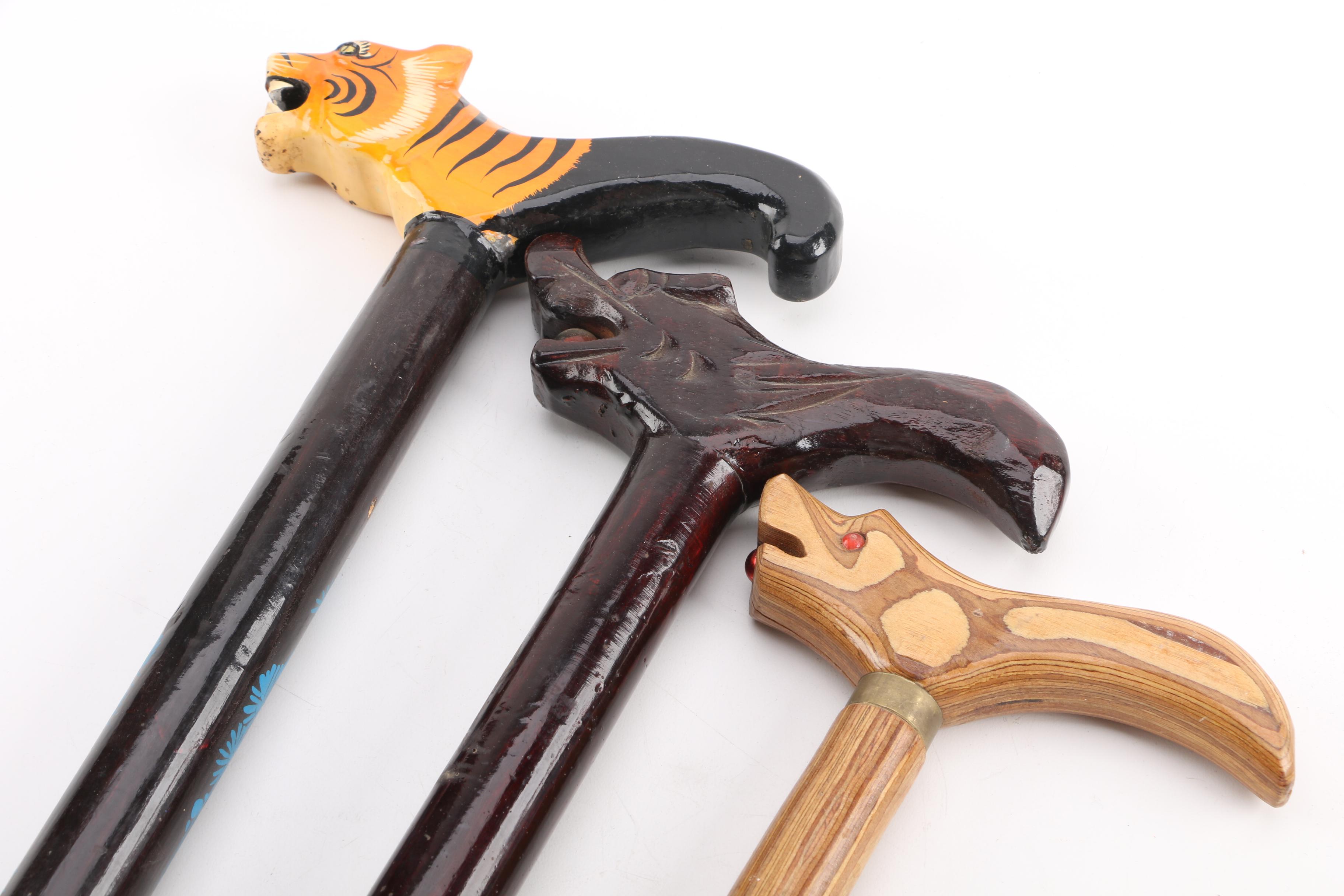 Canes with Carved Animal Handles