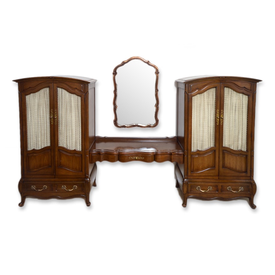 French Provincial Style Double Armoire Dressers With Vanity By Fancher