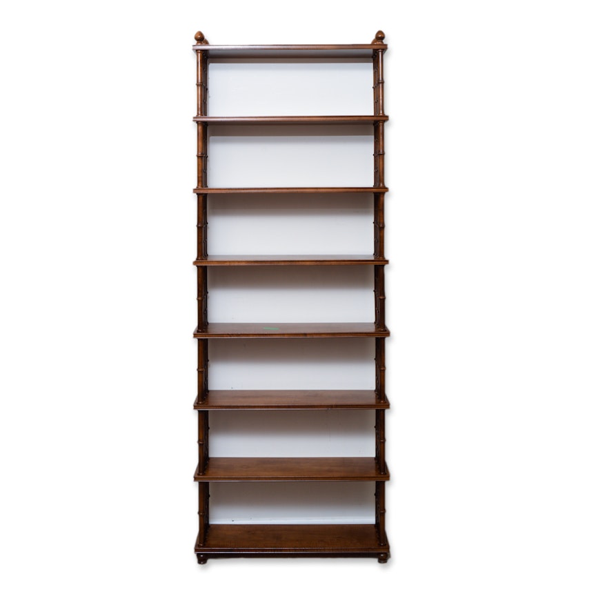 Vintage Open Bookcase with Bamboo Turned Spindle Supports