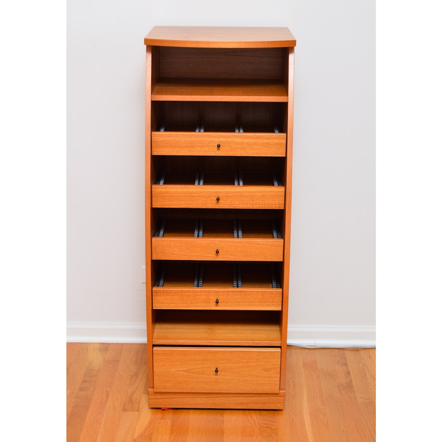 Contemporary Style Teak Finish DVD Tower