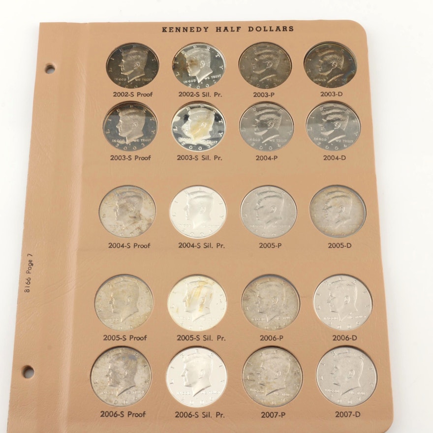 Twenty Uncirculated and Proof Kennedy Half Dollars, Including Silver