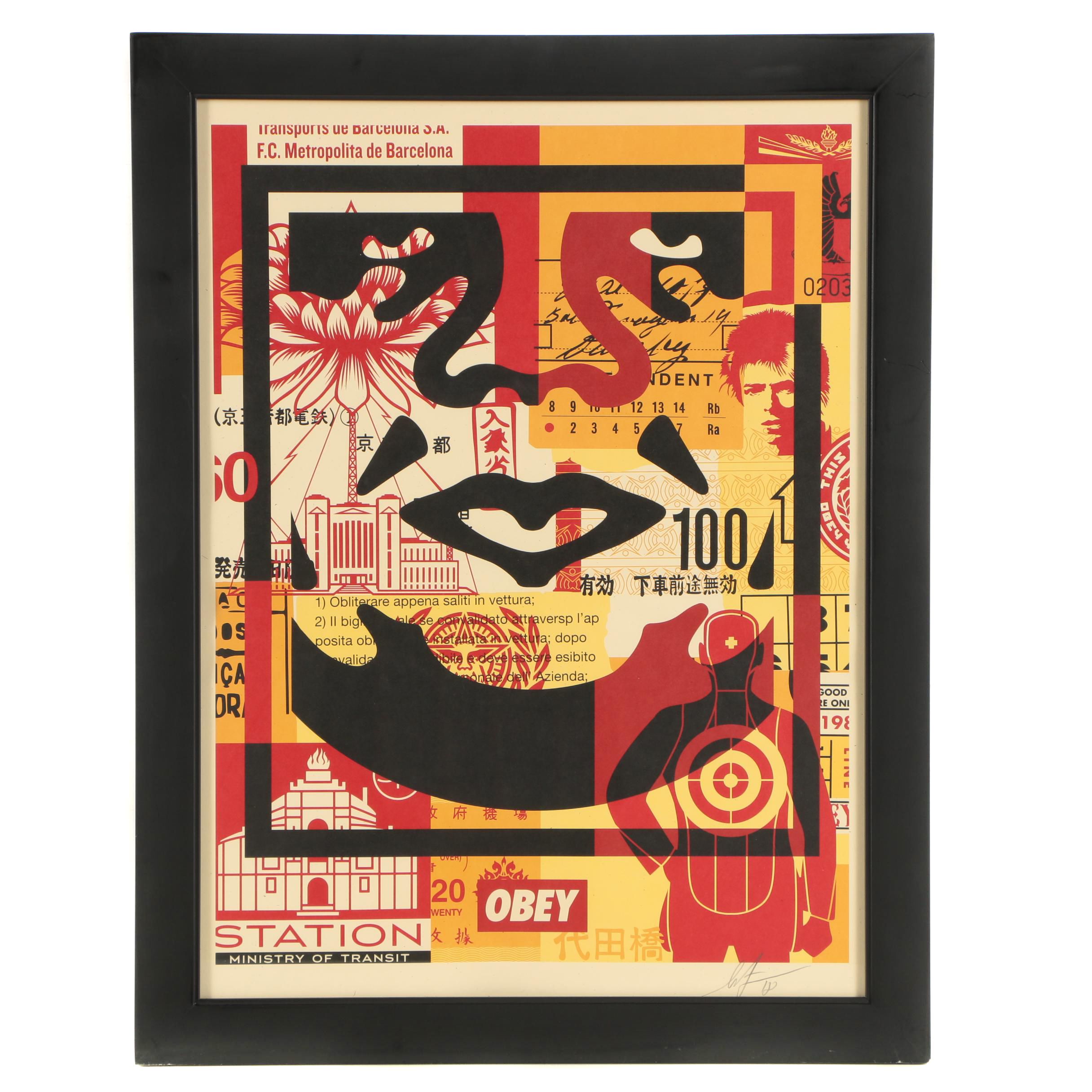 Shepard Fairey Offset Print "Obey 3 Face Collage"