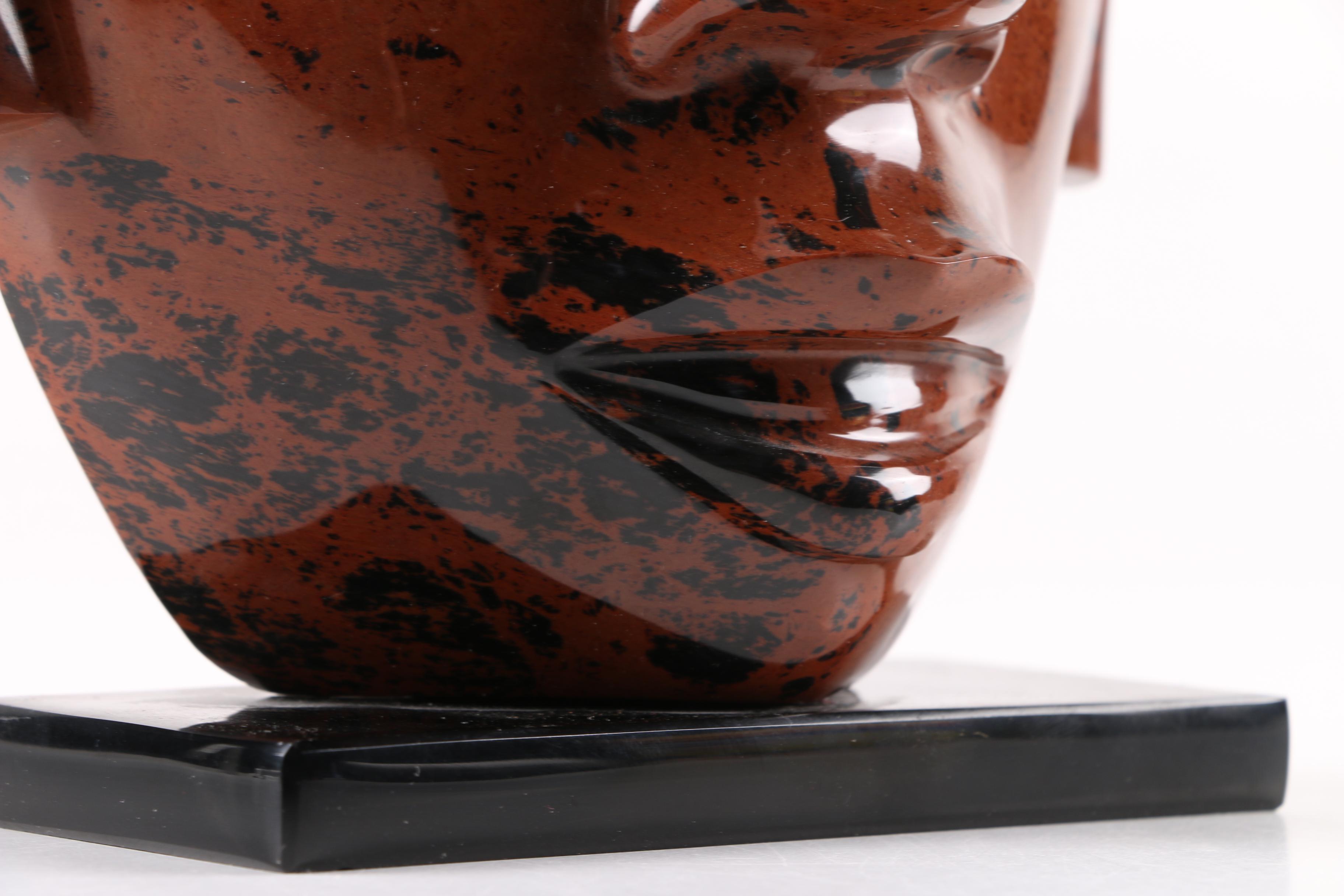 Mahogany Obsidian Carved Stone Mask