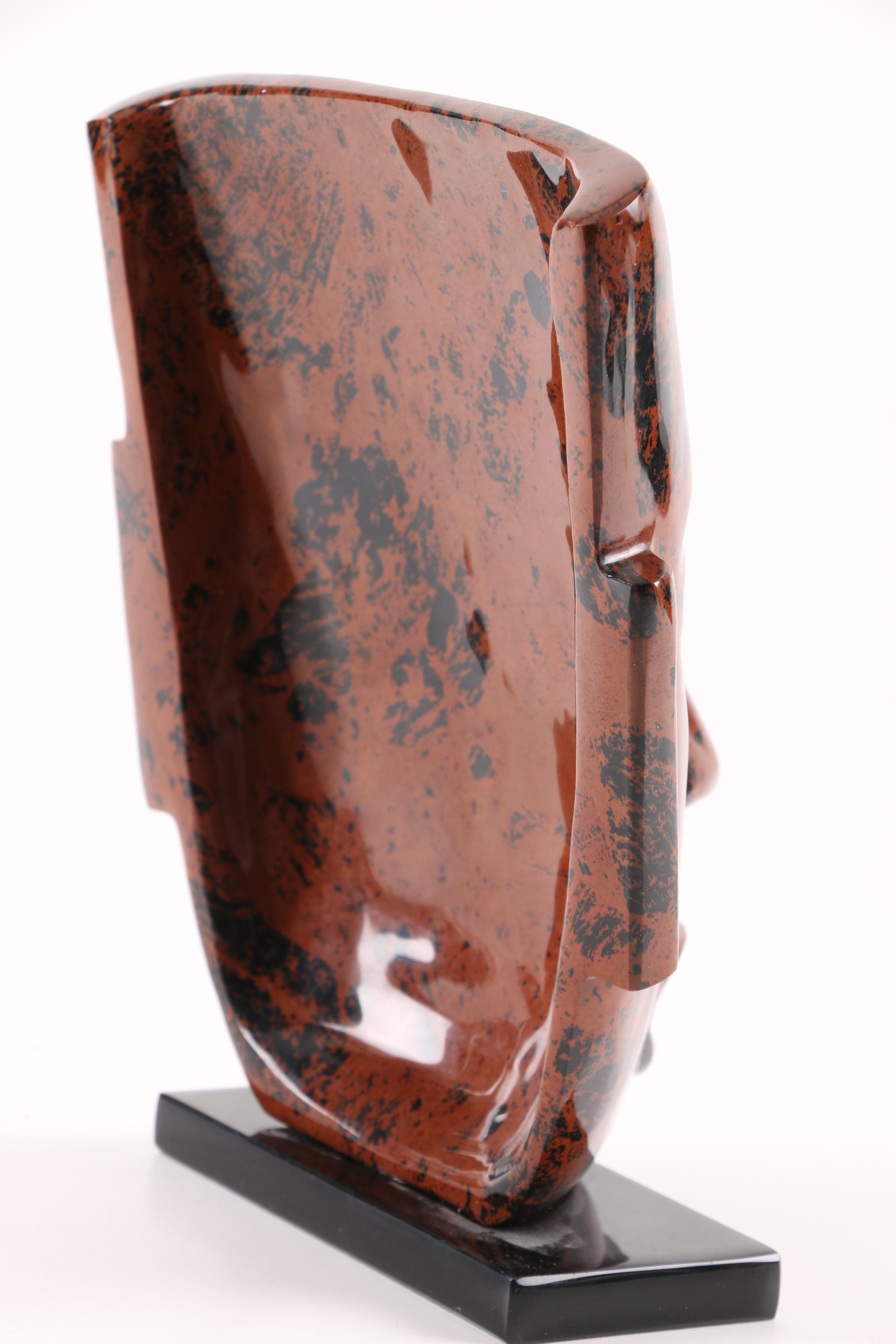 Mahogany Obsidian Carved Stone Mask