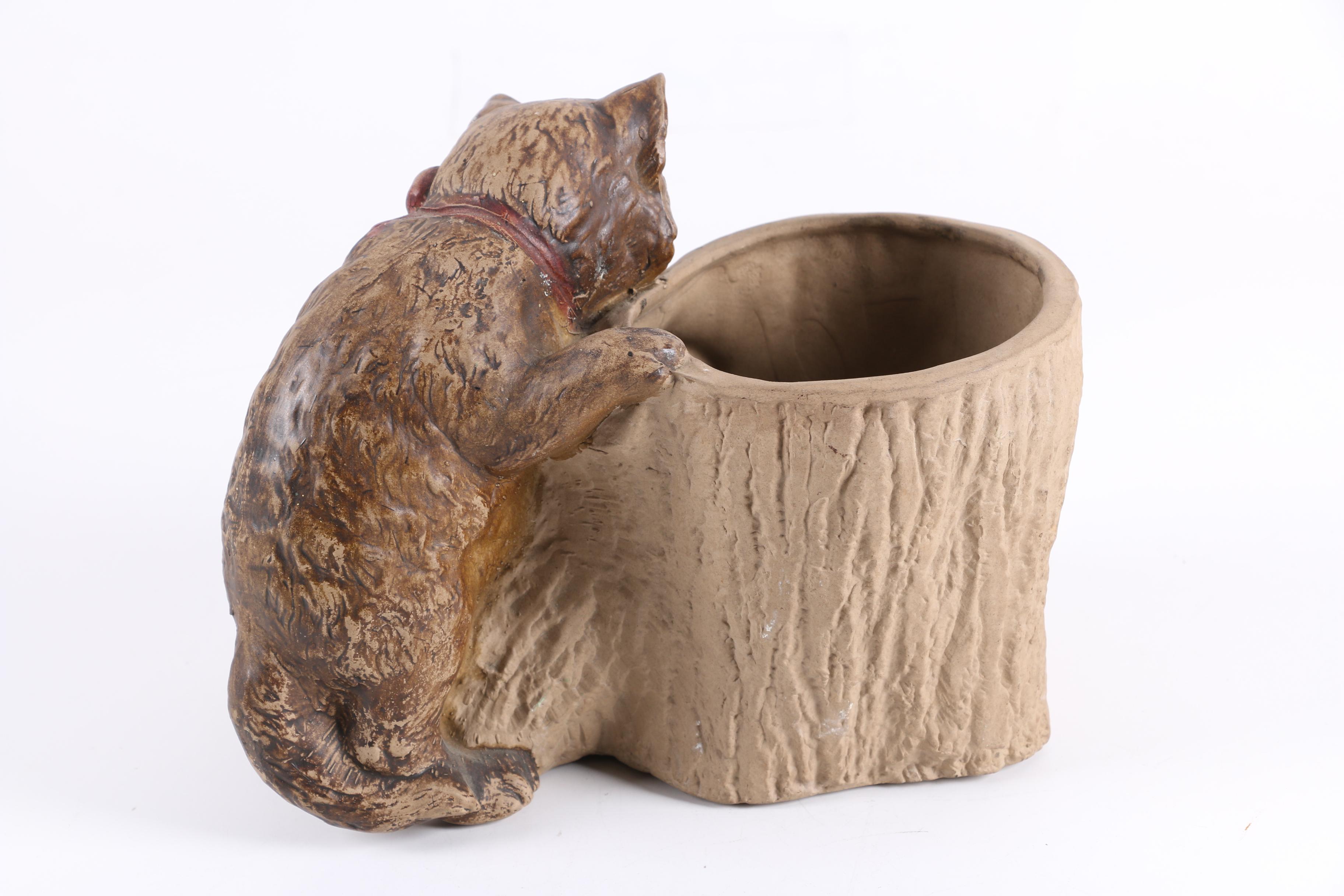 English Bretby Pottery Cat and Mouse Planter
