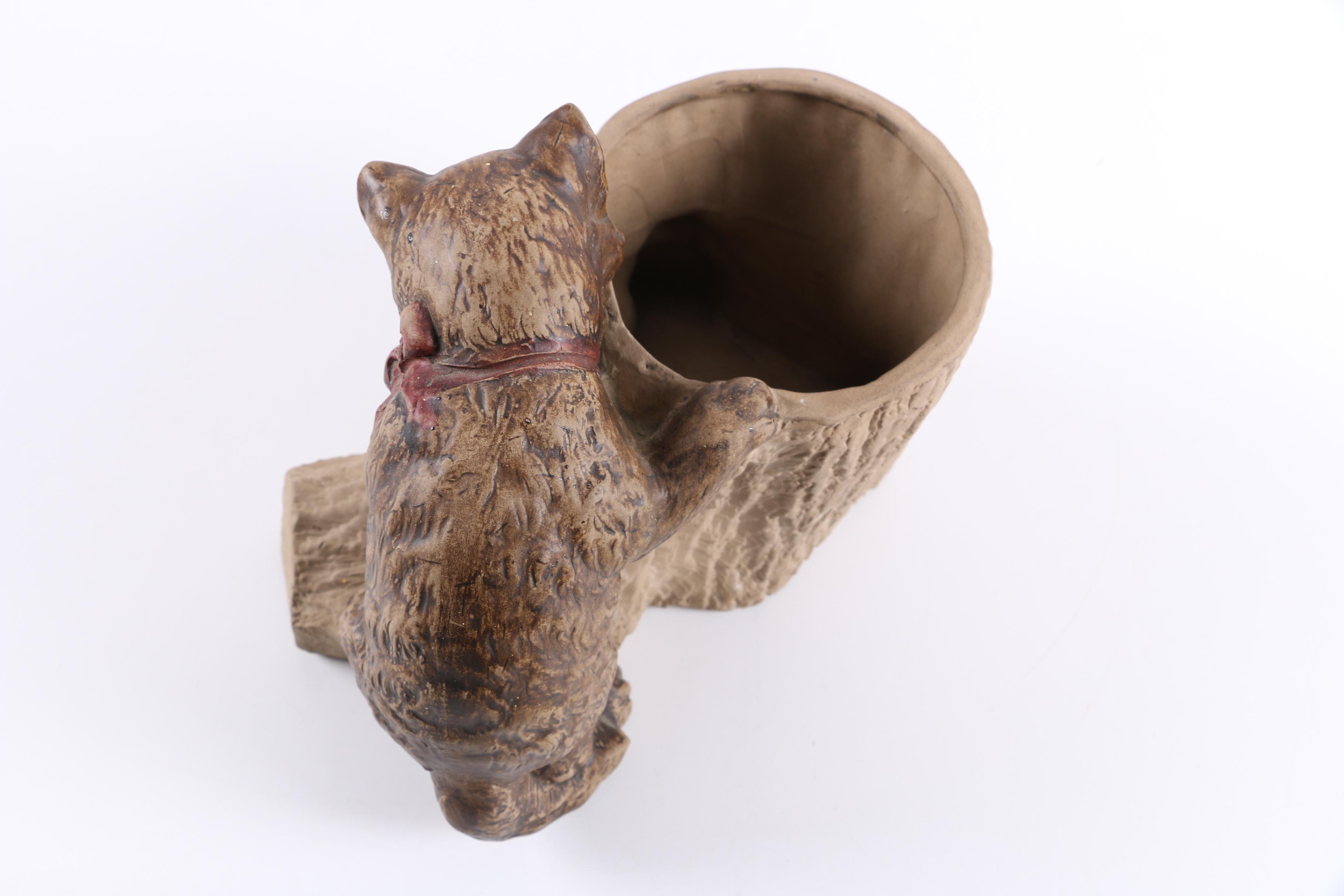 English Bretby Pottery Cat and Mouse Planter