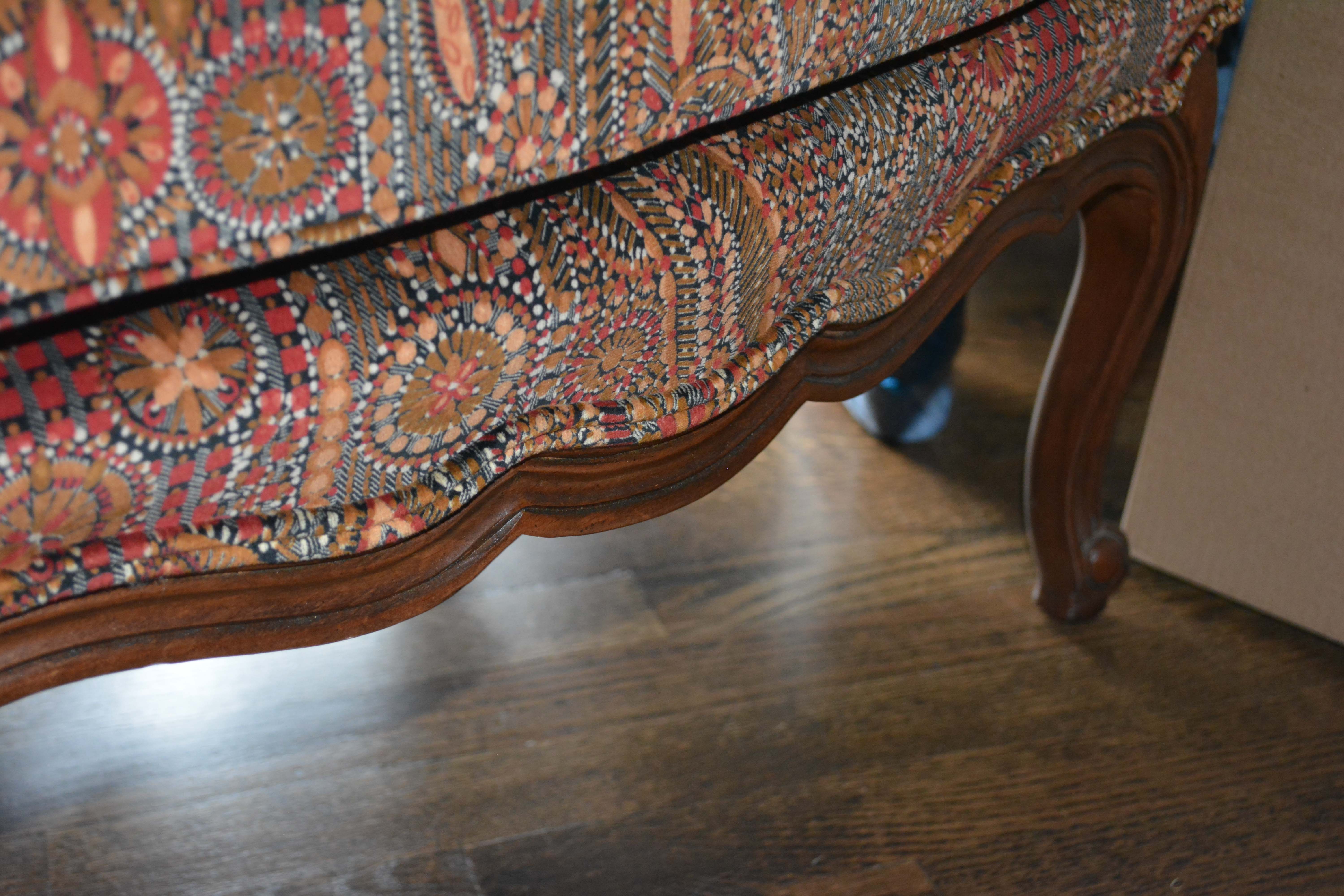 Vintage Louis XV Style Upholstered Armchair and Ottoman by Baker Furniture