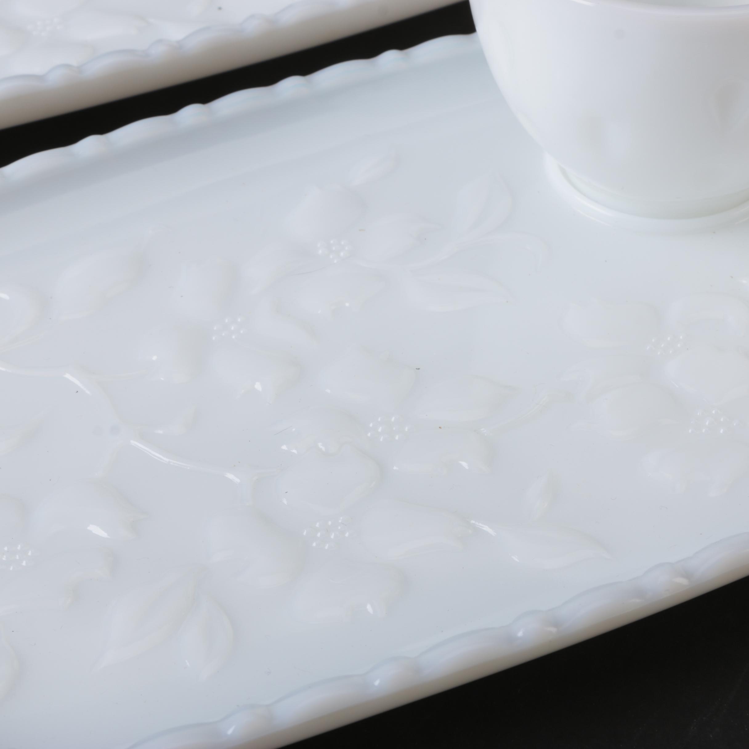 Vintage Milk Glass Snack Plate Sets